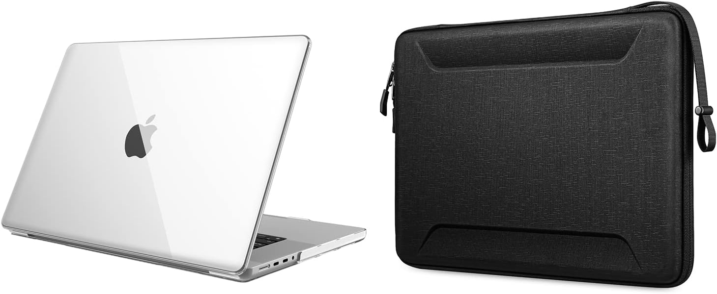 Fintie Bundle: Hard Shell Case for MacBook Air 15 Inch Case A2941 A3114 A3241 (2023 2024 2025 Release) + 15" Shockproof EVA Laptop Sleeve Case