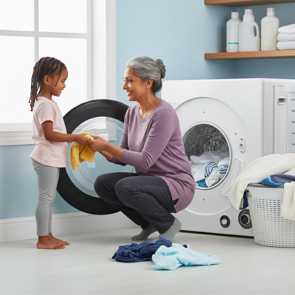 13.2 lbs Compact Portable Clothes Dryer, 1350W High-Powered Tumble Dryer | Stainless Steel Drum & 5 Modes for Apartments, RVs & Small Spaces, White