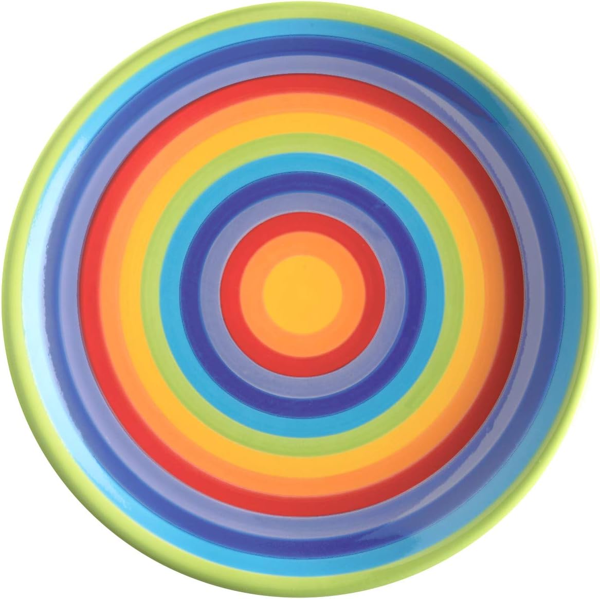 Windhorse Rainbow Striped Ceramic Dinner Plate Large 26 Diameter (1 Plate)