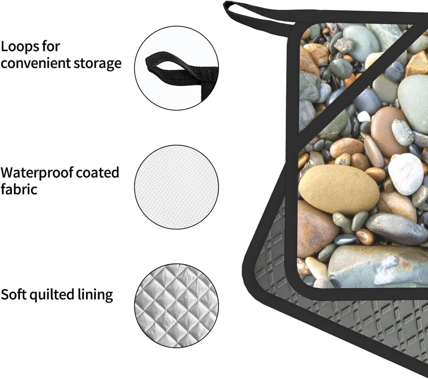 Pretty Stones Oven Mitts and Pot Holders Set of 4 Heat Resistant Kitchen Gloves with Silicone Palm Hot Pads for Baking Cooking Grilling BBQ