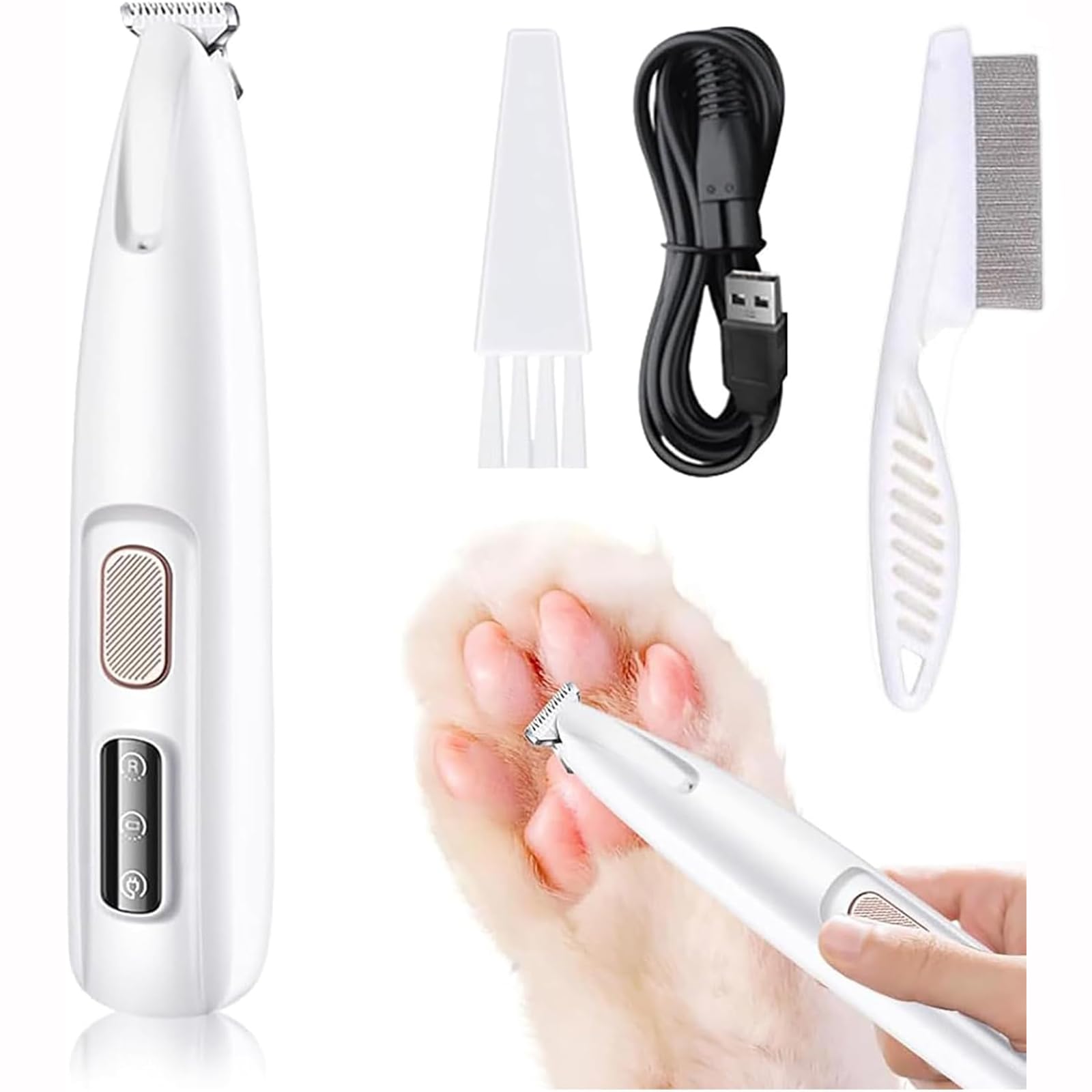 Vsshe Haustiertrimmer Wasserdicht - Elektrischer Hundetrimmer Mit LED Licht