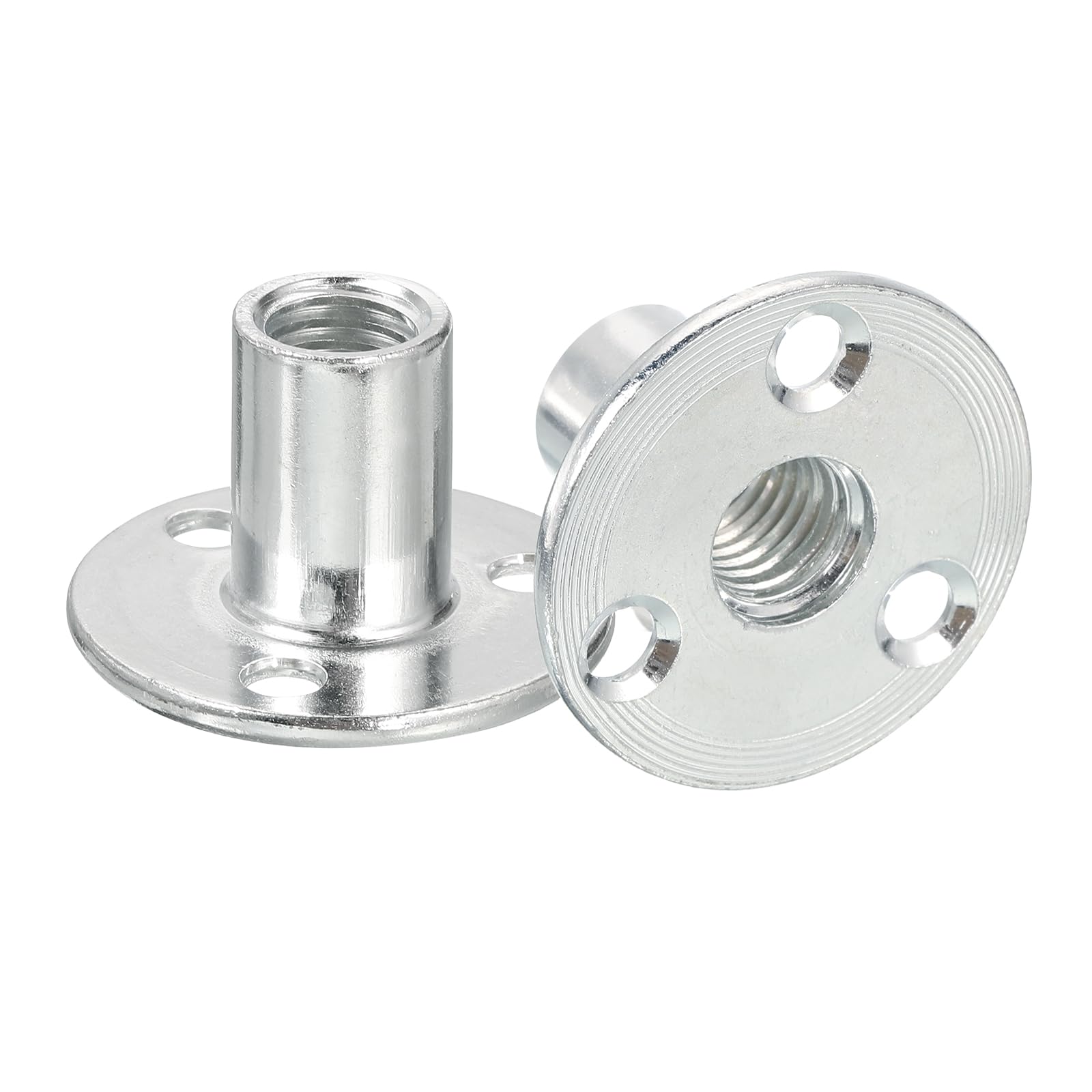 sourcing map M12 Brad Hole Tee Nut, 10pcs Carbon Steel Round Base Screw-in T-Nuts Furniture Hardware Flange Female Thread Insert Nuts