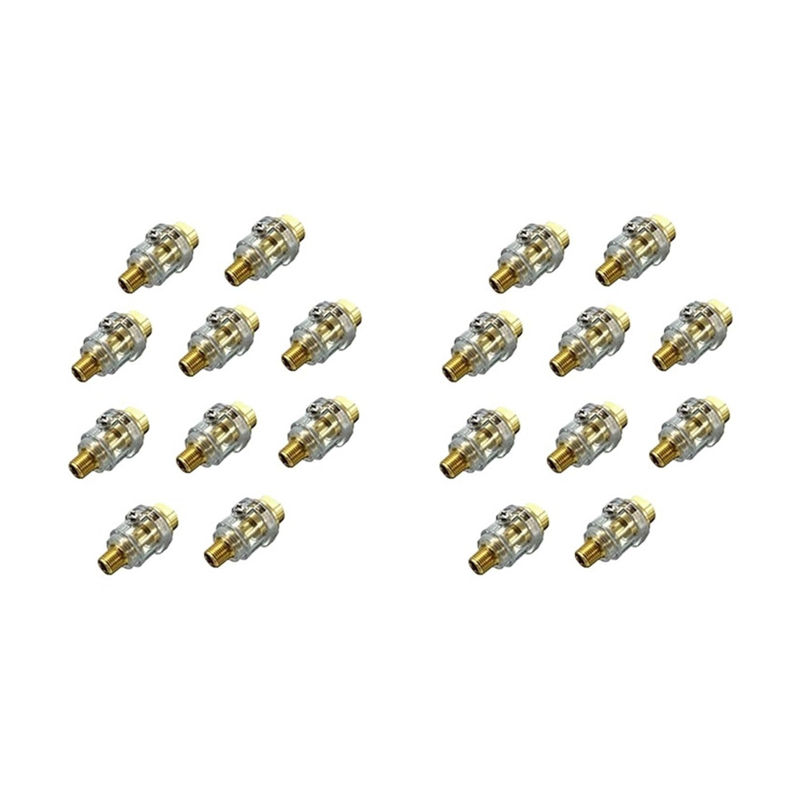 Mini lubricador en línea 20 piezas de accesorios for herramientas neumáticas mini engrasador - Lubricador de aceite de 1/4 de pulgada NPT Amarillo