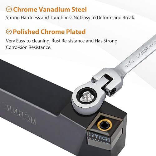 Miniatura 5 de B4B BANG 4 BUCK Llave de trinquete 916, llave combinada de trinquete de cabeza flexible, grado industrial, 72 dientes, caja de trinquete de 12