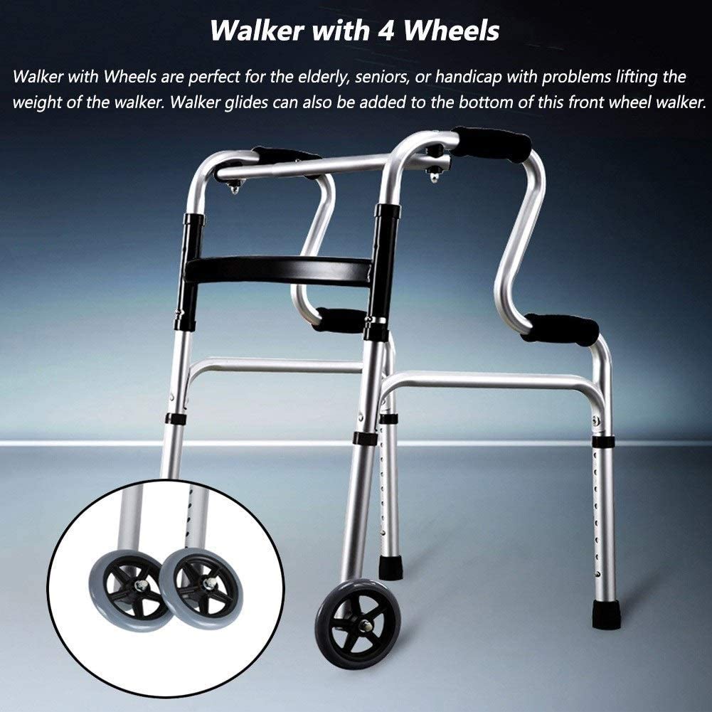 Ligero para Personas Mayores, Ancianos y discapacitados: Andador Plegable para Uso en Interiores y Exteriores, Carga 180 kg / 400 Libras (con Asiento) (con 2 Ruedas)