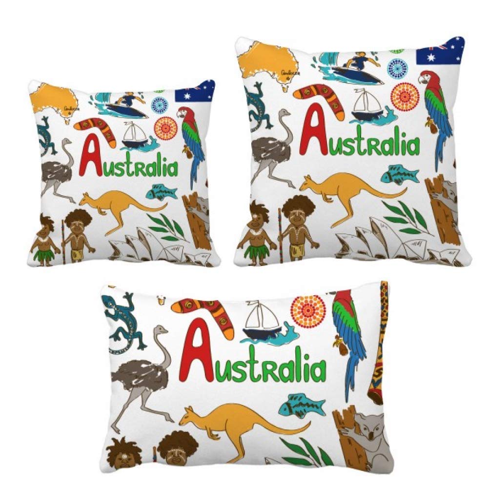 Housse de coussin Australie animaux et paysage drapeau pour déco canapé salon