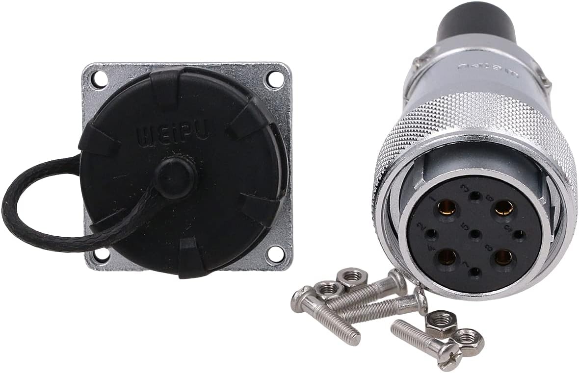 Weipu WS28 9 Pin Power Connector Aviation Circular Metal Bulkhead Automotive Electrical Square Panel Mount Plug Socket Wire Cable for LED Power Signal