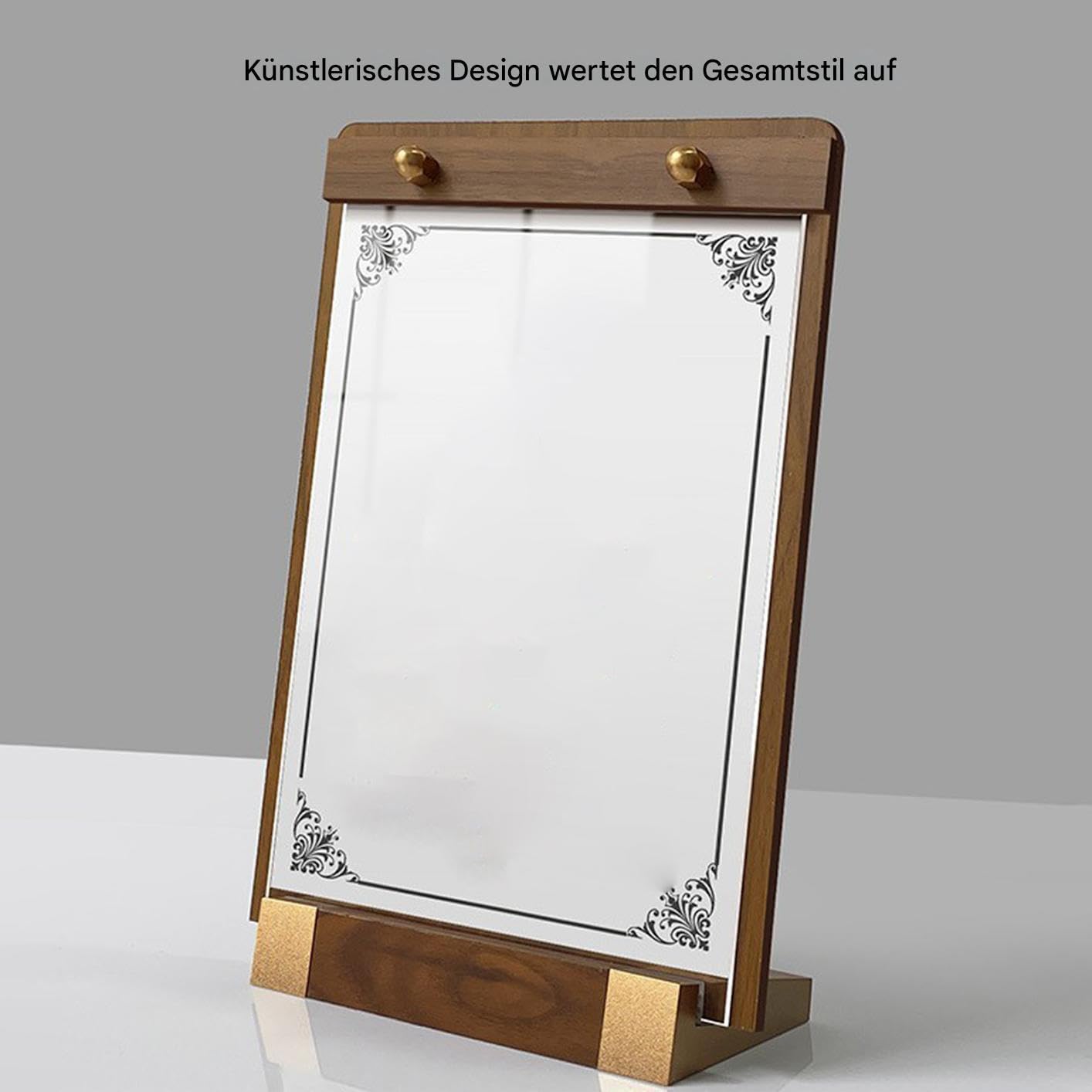 Generisch Support de table pour panneaux, 21,6 x 27,9 cm, version verticale claire, support d'affichage pour papier avec de base en bois - Pour affiches, , brochures, code QR, publicité