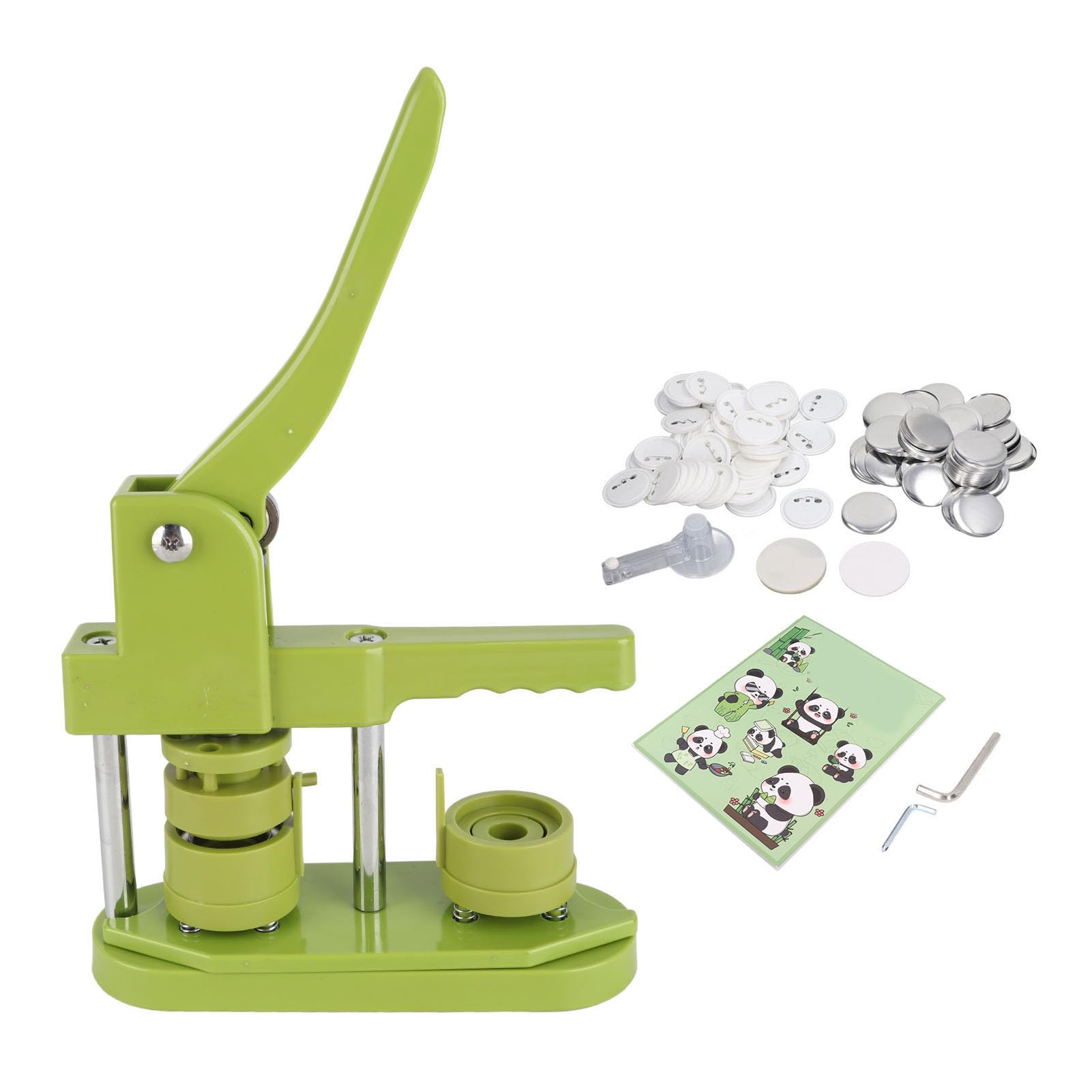 Macchina per Creare Bottoni, Kit Macchina per Creare Spilli in ABS con Parti da 100 Pezzi, Libro con Modelli, Taglierina di Carta, Impugnatura Ergonomica, per Lavoretti con Badge Fai da Te
