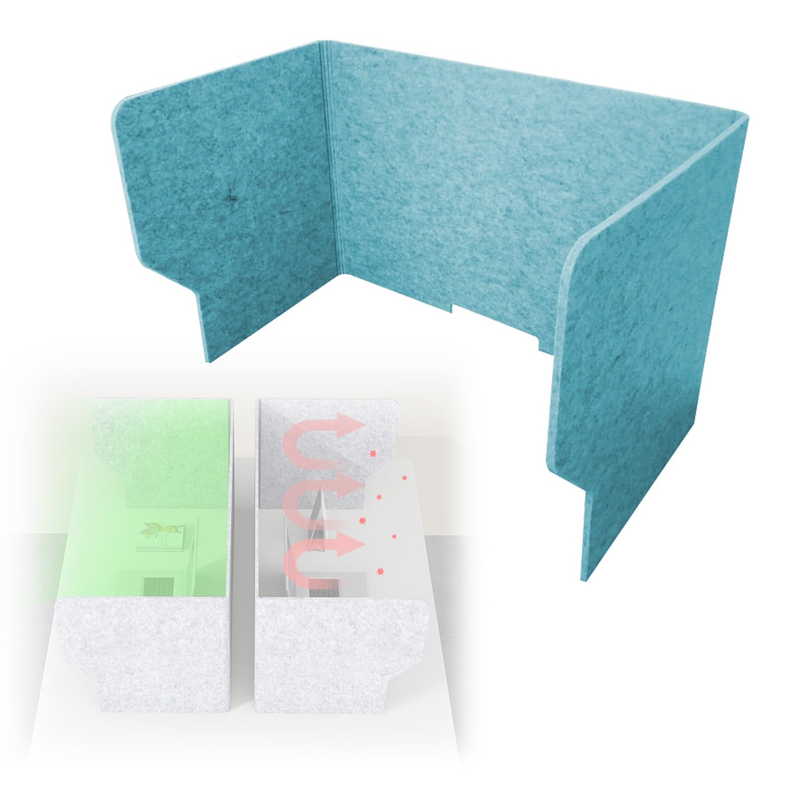 GJZQDKX Acoustic Desk Separator Privacy Partition Screen Sneeze Guard Divider for Offices Schools Libraries Cafés & Exam Rooms - Lake Blue 100cm - Enhance Focus & Safety