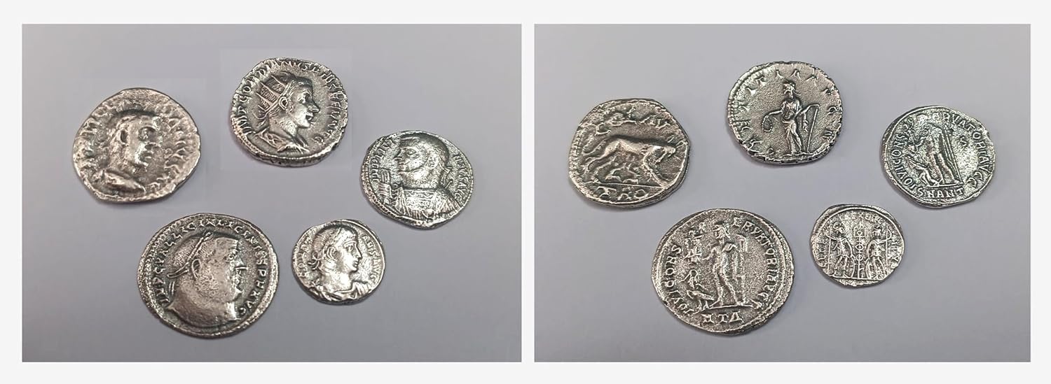 lazzaro italy Ancient Roman Imperial Coins Silver-Plated - Reproduction Set of 5 Roman Emperors - Handmade Italian Craftsmanship - Image 3