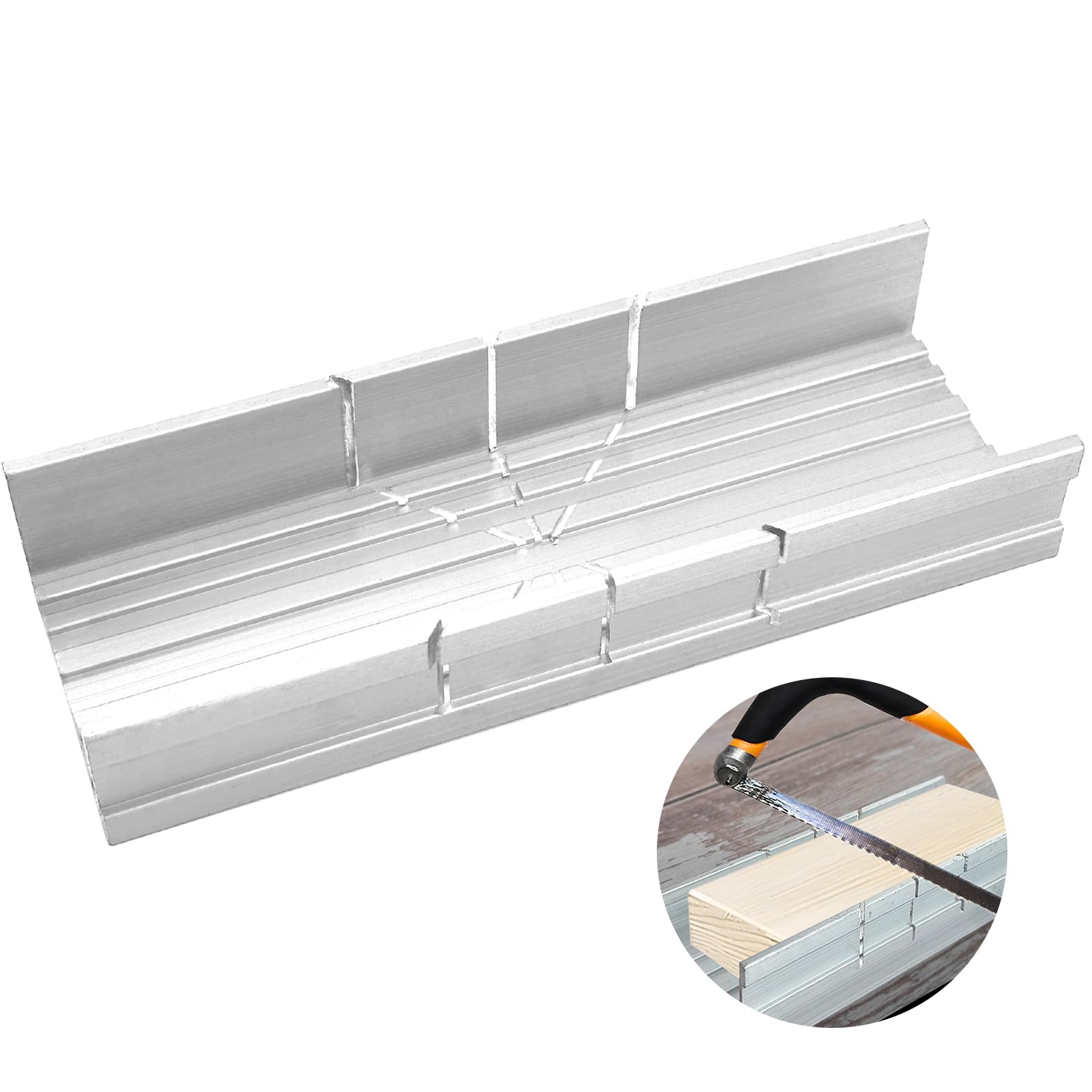 Caja de inglete de metal, plateada de 5.3 pulgadas, pequeña caja de inglete pequeña, caja de corte de precisión de aluminio y acero para carpinteros y carpinteros