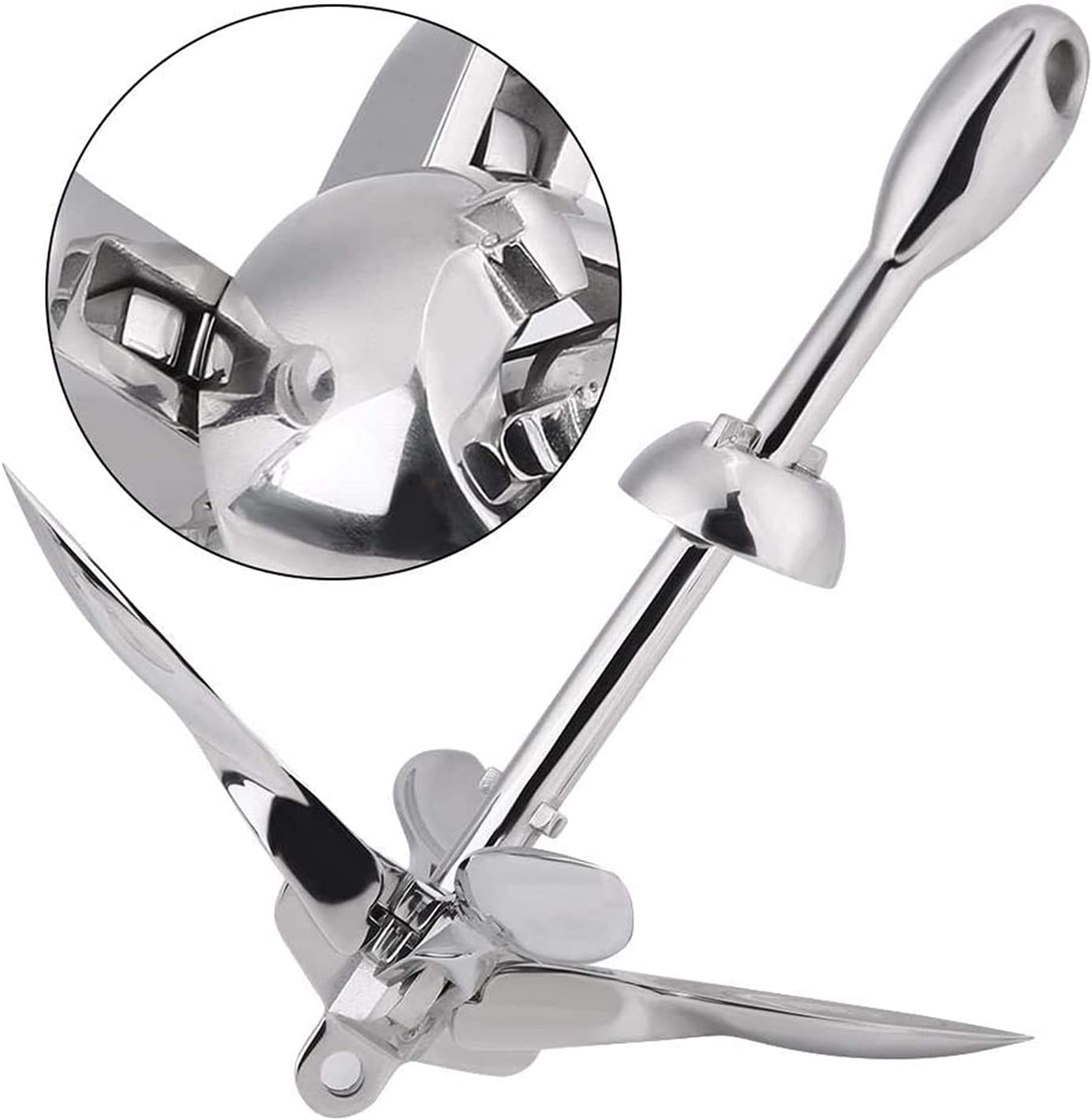 LETREM Kotwica składana kotwica, składana kotwica do łodzi, aluminiowa, kajak, mała kotwa do łodzi SUP, kajak, kajak, motorówka