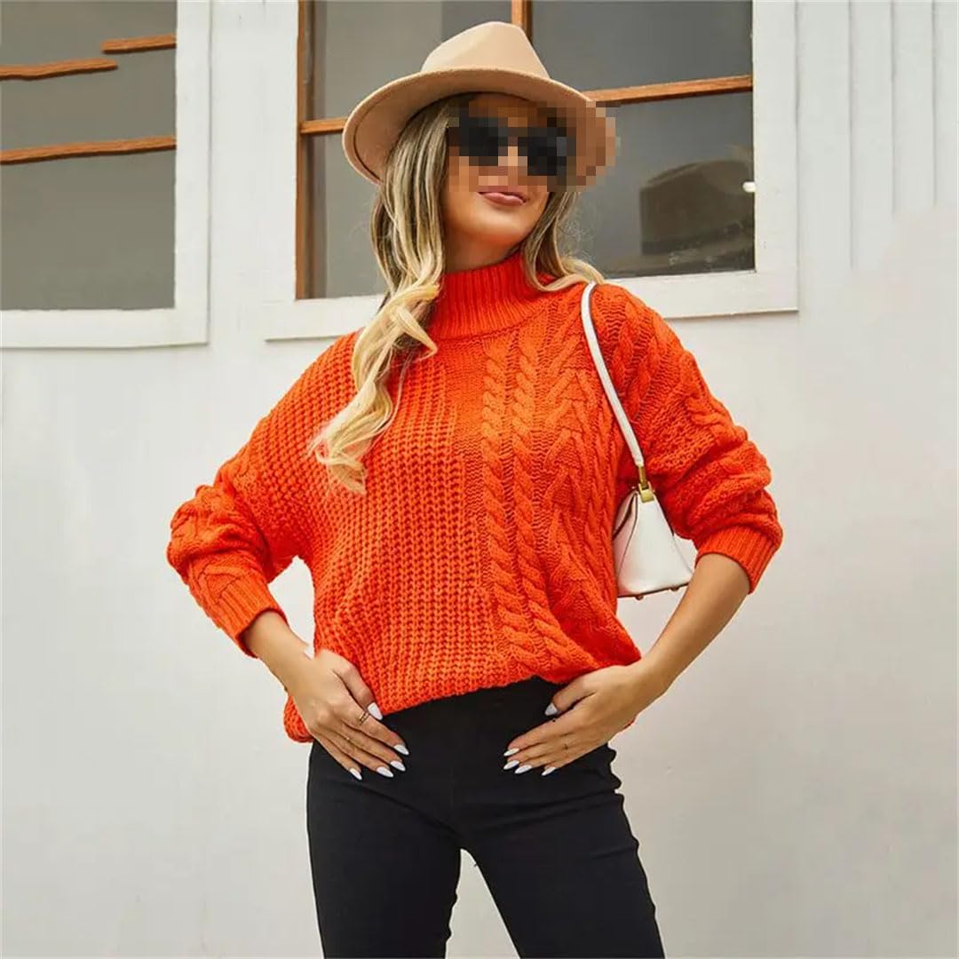 Maglione da donna a collo alto lavorato a maglia