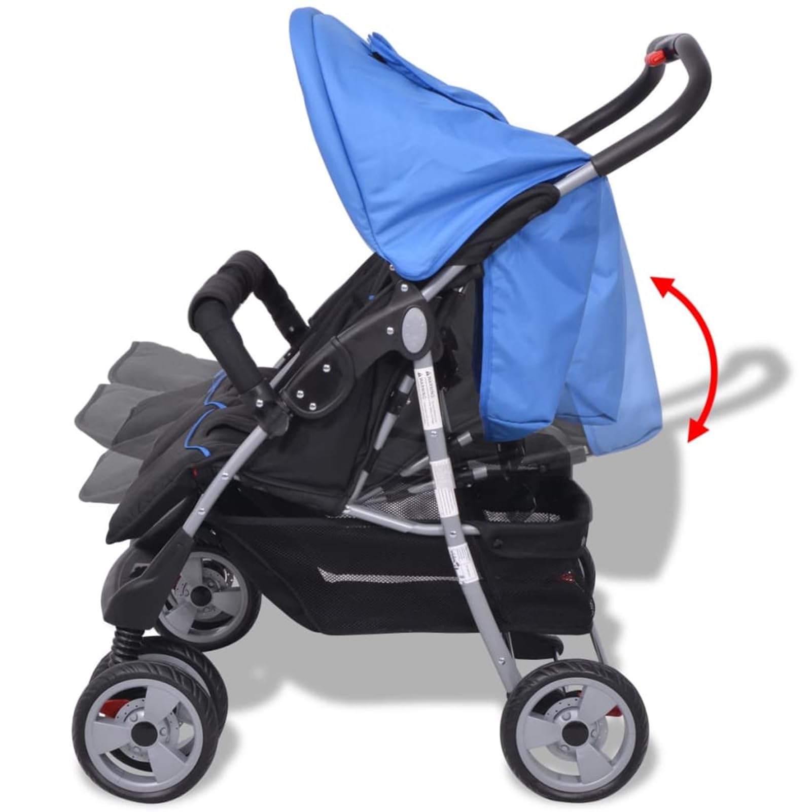 Passeggino Gemellare in Acciaio Blu e Nero,Bebè e bimbi,Trasporto bebè,Passeggini-10109