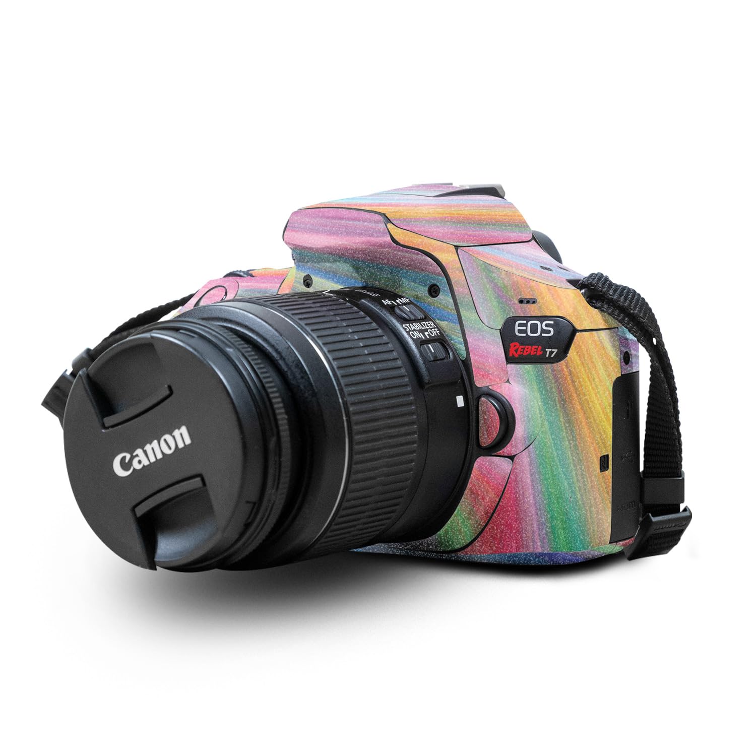 Glossy Glitter Skin Compatible with Canon EOS Rebel T7 Camera - Rainbow Waves - Premium 3M Vinyl Protective Wrap Decal Cover - Easy to Apply | Crafted in The USA by MightySkins