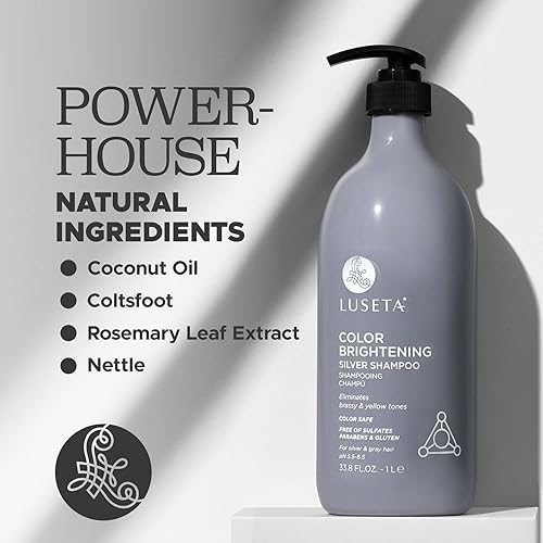 Miniatura 3 de Luseta Color Brightening Silver Shampoo Elimina los tonos cobrizos en la nutrición profunda rubia para cabello plateado y gris, añade brillo al