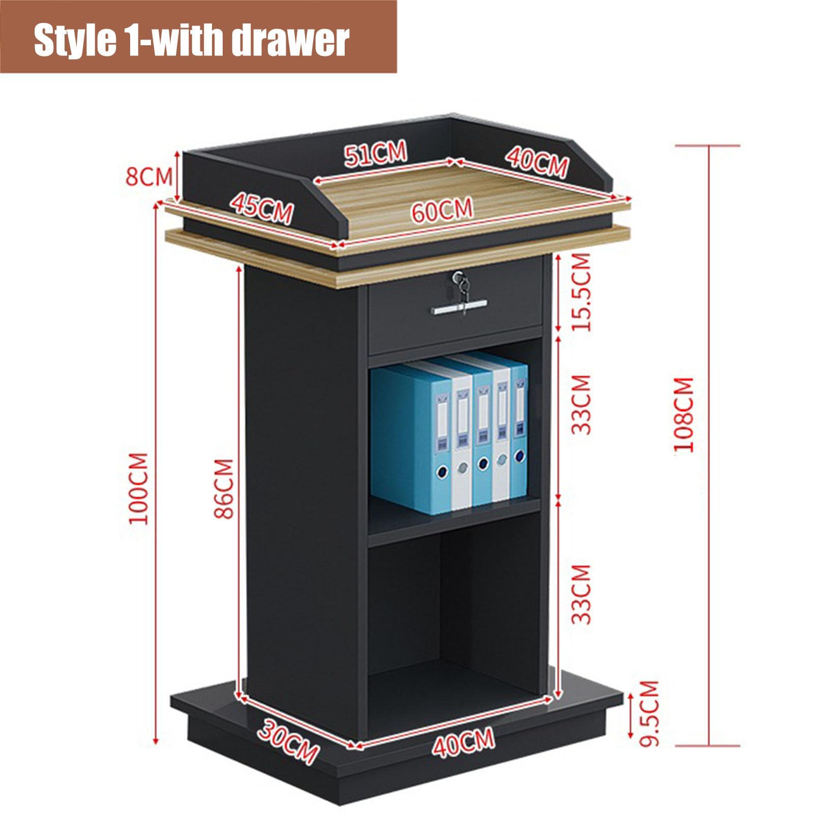 Podio professionale in legno con 4 ruote girevoli, versatile leggio con ripiano Sto per presentazioni, ideale per chiese, matrimoni, scuole ed eventi