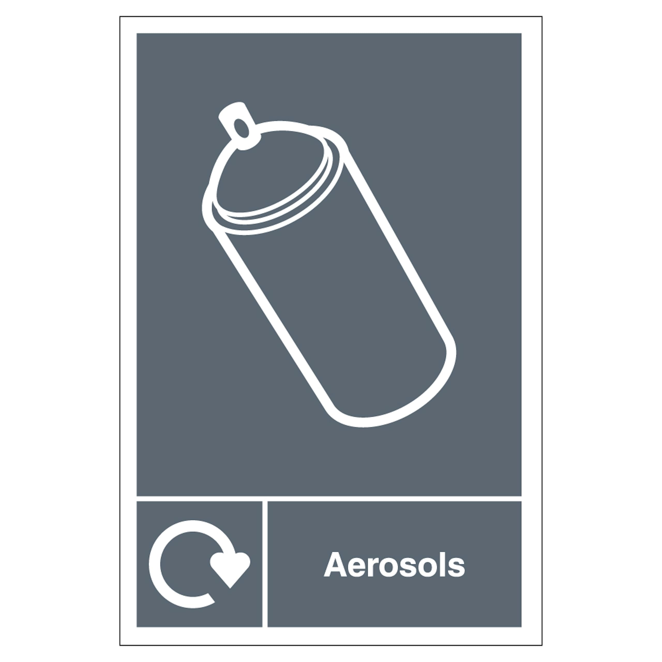 V Safety WRAP - Aerosols Recycling 210 x 297 mm (A4) - 2mm Rigid Plastic Safety Sign