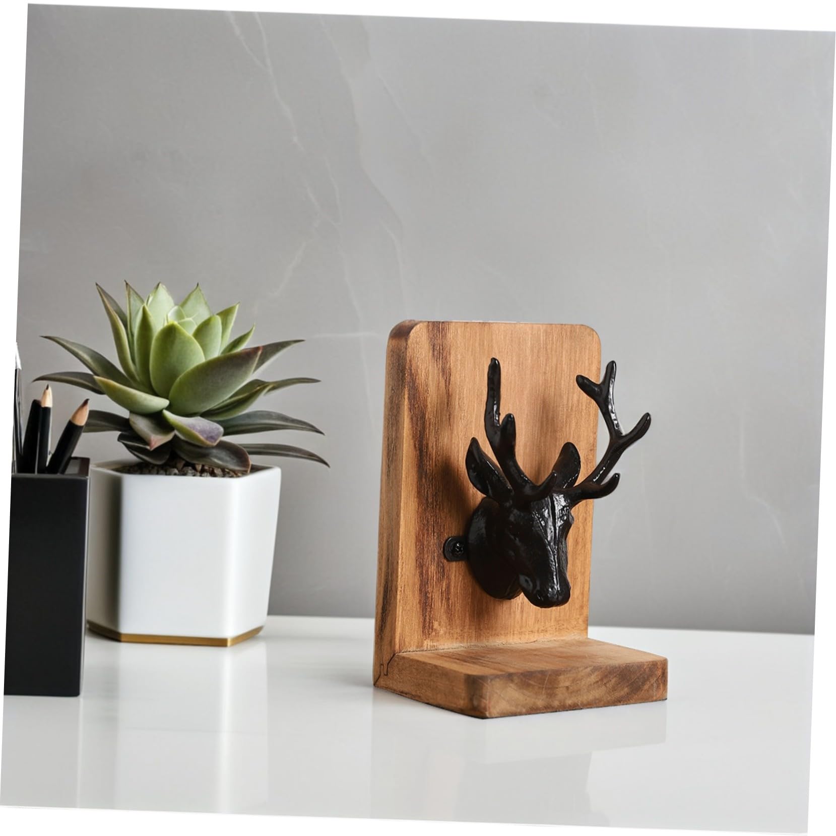 Operitacx Sujetalibros De Estilo Nórdico Sujetalibros De Madera Decorativos para Estantería Uso o Oficina para Libros Pesados