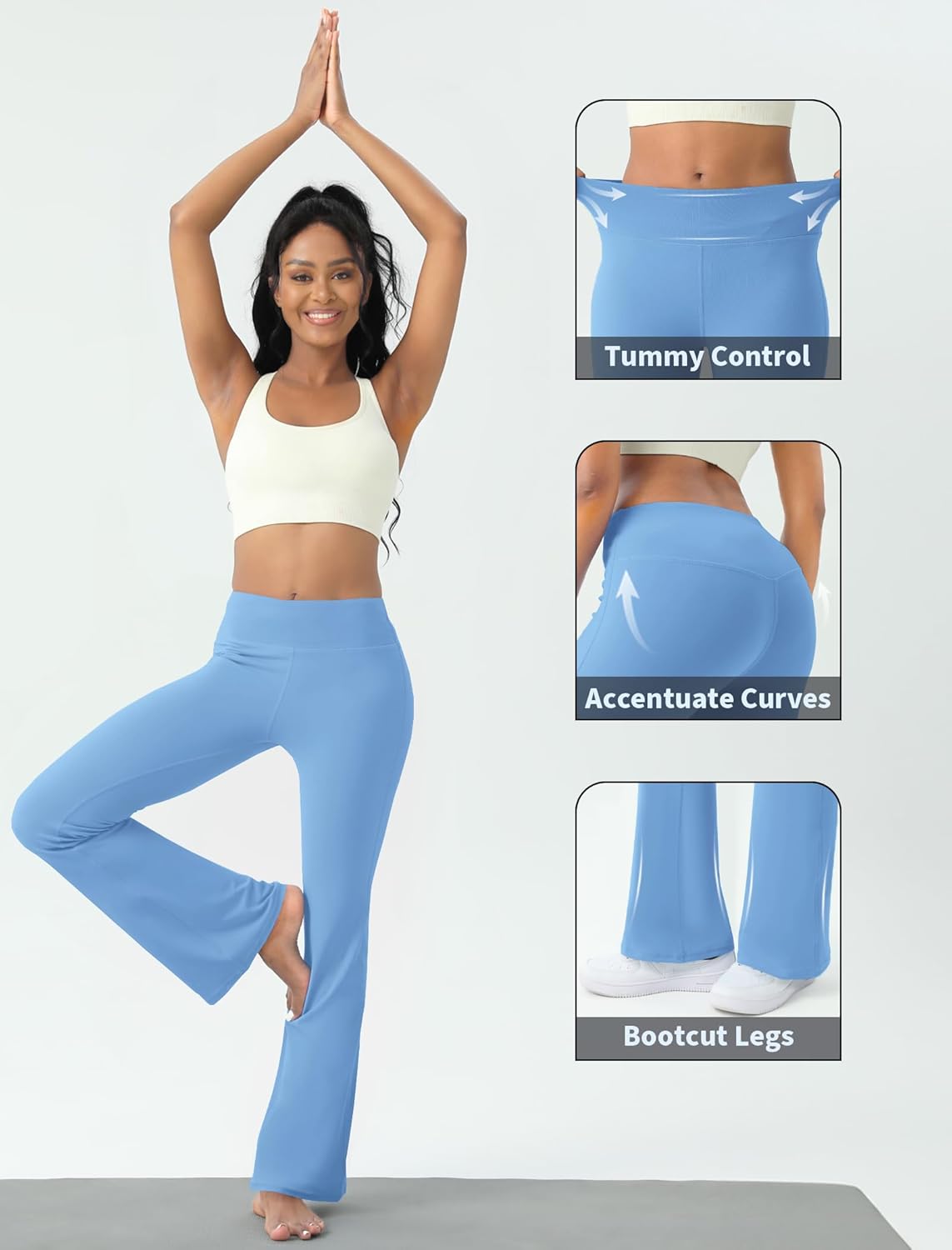Women's Yoga Pants Bootcut Flare Leggings Flared Bell Bottom Leggings High Waisted Workout Pants Tummy Control - Image 5