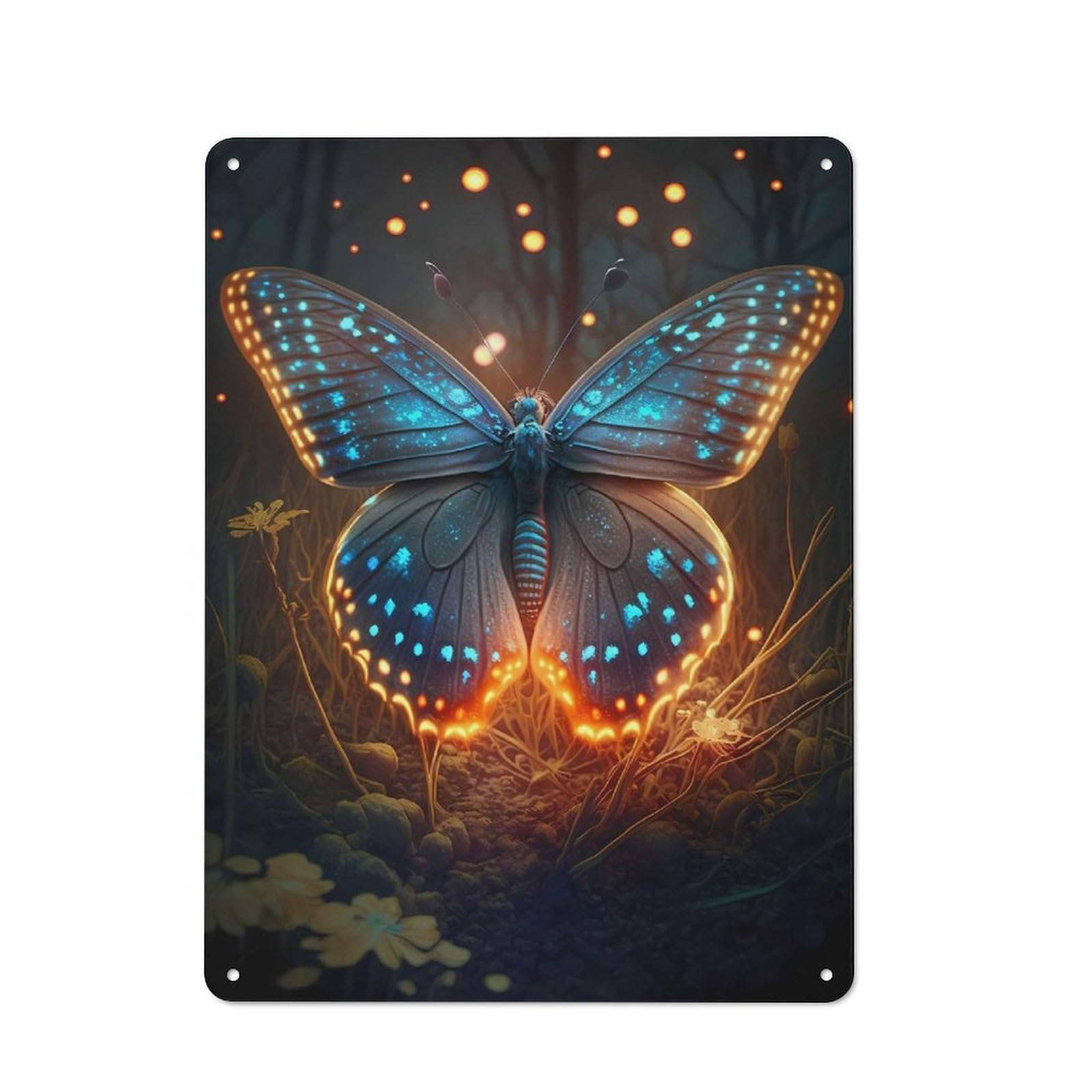 Junmoney Butterfly Magical 40X30cm Rustic Metal Plaque With For Café Or Restaurant, For Themed Interiors In Cafés And Restaurants