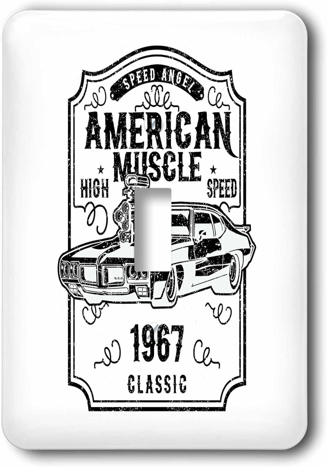 3dRose Image of a vintage hot rod car. American muscle. High speed. On white single toggle switch