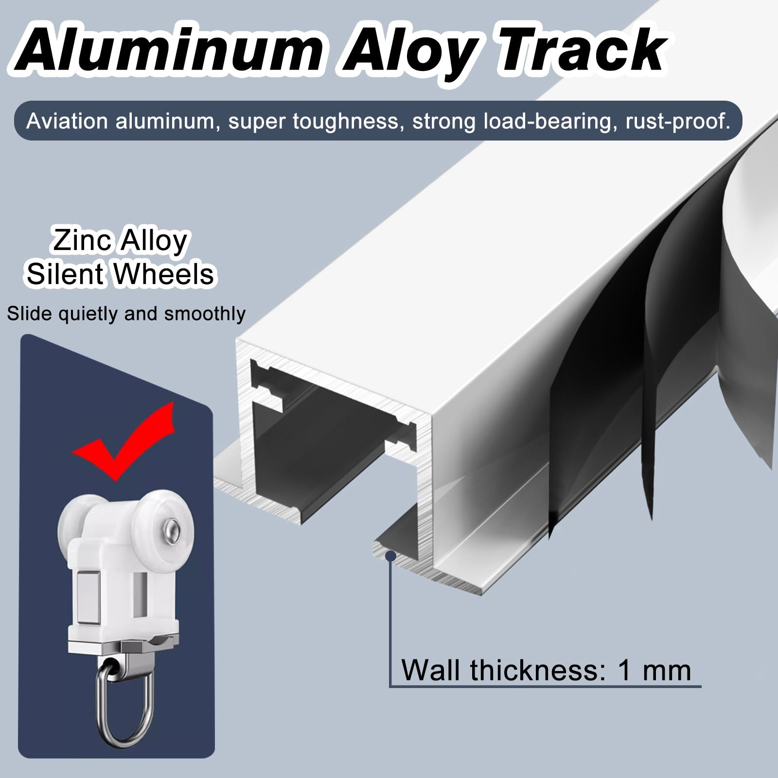 Riel Cortina Riel Oculto Para Cortinas Con Trampilla De Acceso, Juego De Riel Empotrado Para Cortinas Que Crea Privacidad Y Separa Ambientes, Premontadas En El Techo.(White,1.3m/4.3ft)