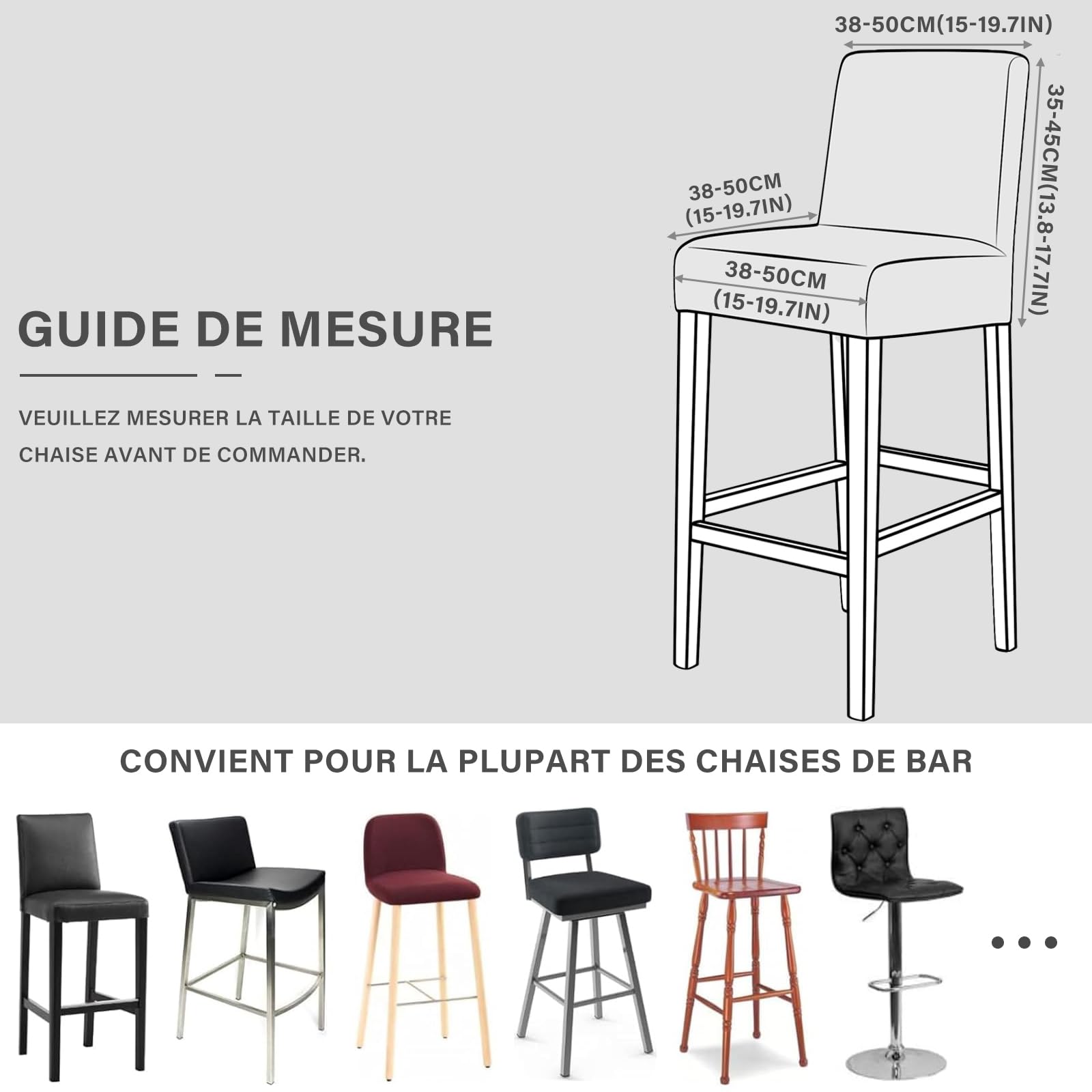 PU Cuir Housse de Tabouret de Bar-Blanc-6 Pièces