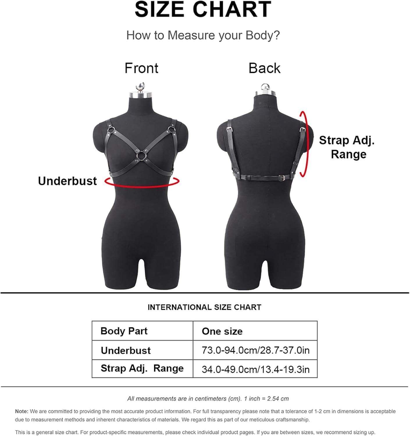 Punk Faux Leather Chest Body Harness Adjustable Goth Black Leather Harness Top for Women, Cage Fashion Harness for Festivals, Cosplay, Clubwear & Streetwear(Fit Underbust 28.7-37in)