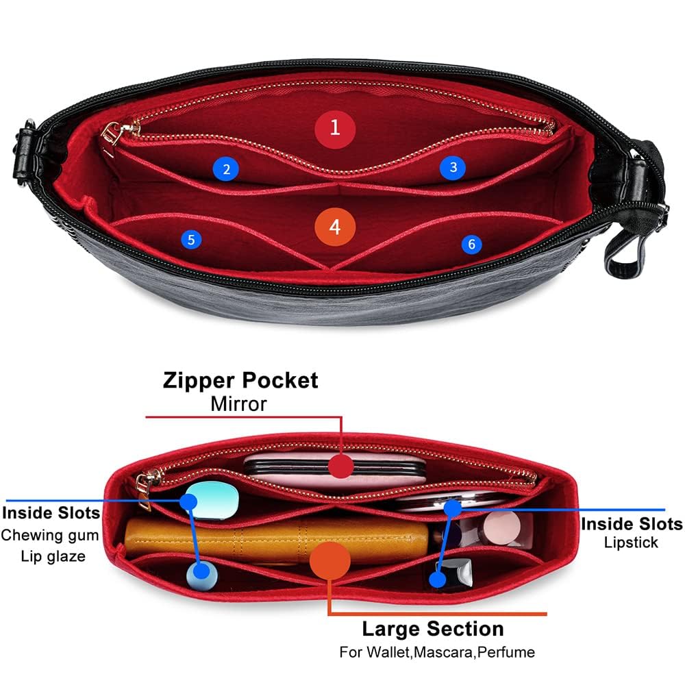 Organizzatore Interno Per Borsa HyFanStr - In Feltro Beige Con 6 Tasche, Taglia S - Foto 9