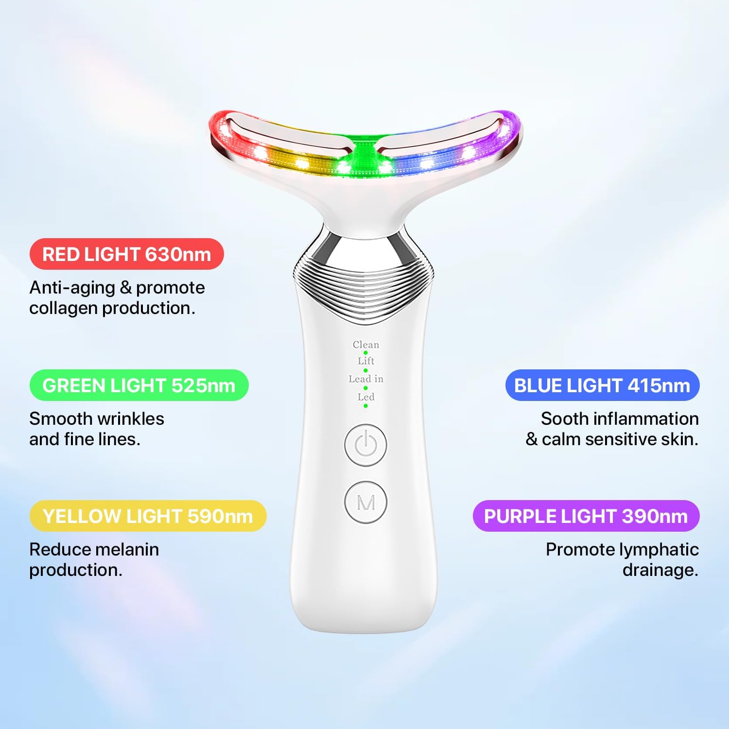 Red Light Therapy for Face and Neck, 8-in-1 Led Face Neck Massager for Skin Care
