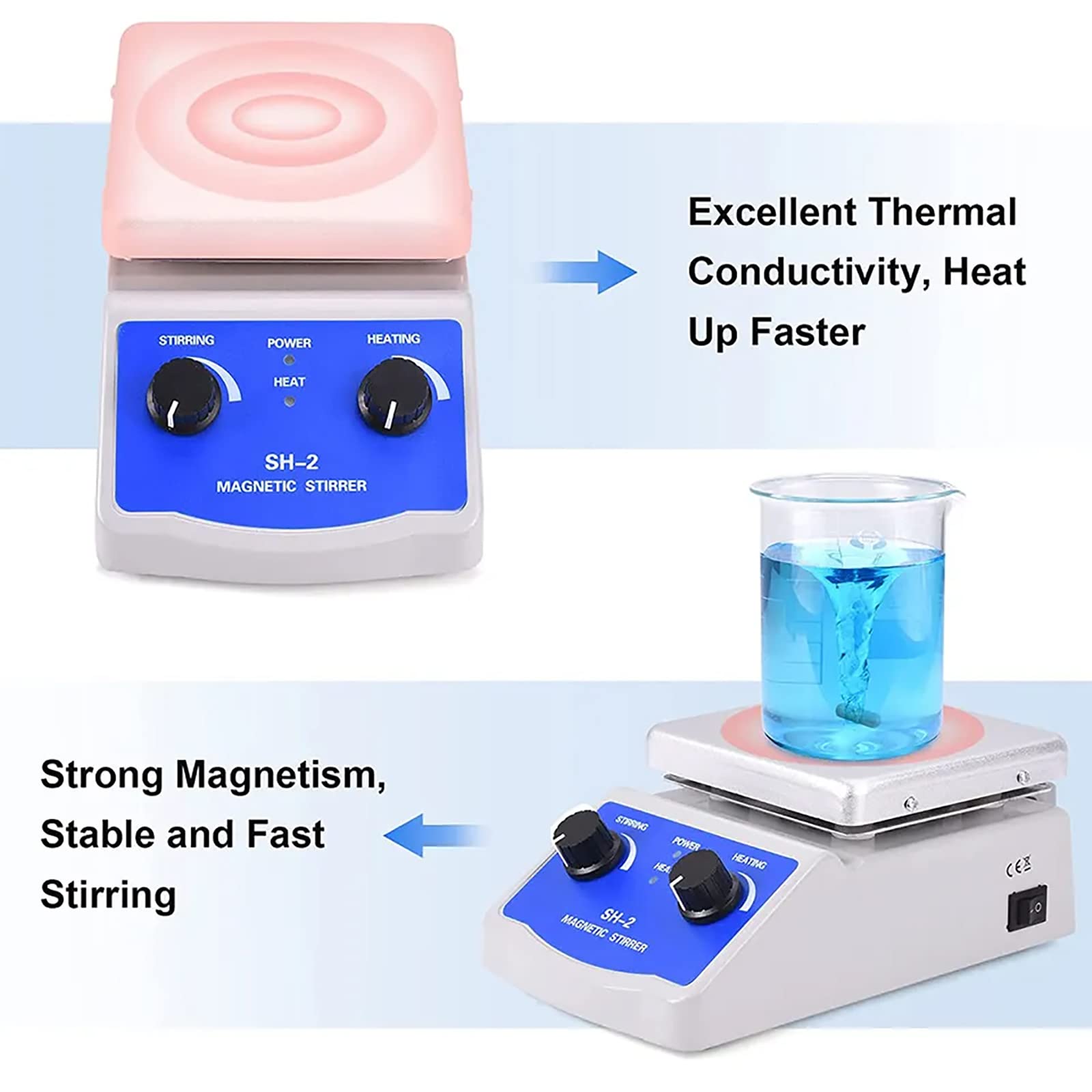 Placa caliente agitadora magnética de laboratorio, temperatura constante de 180 W, capacidad máxima de 1000 ml, control de velocidad de 0 a 1600 rpm para uso escolar y laboratorio