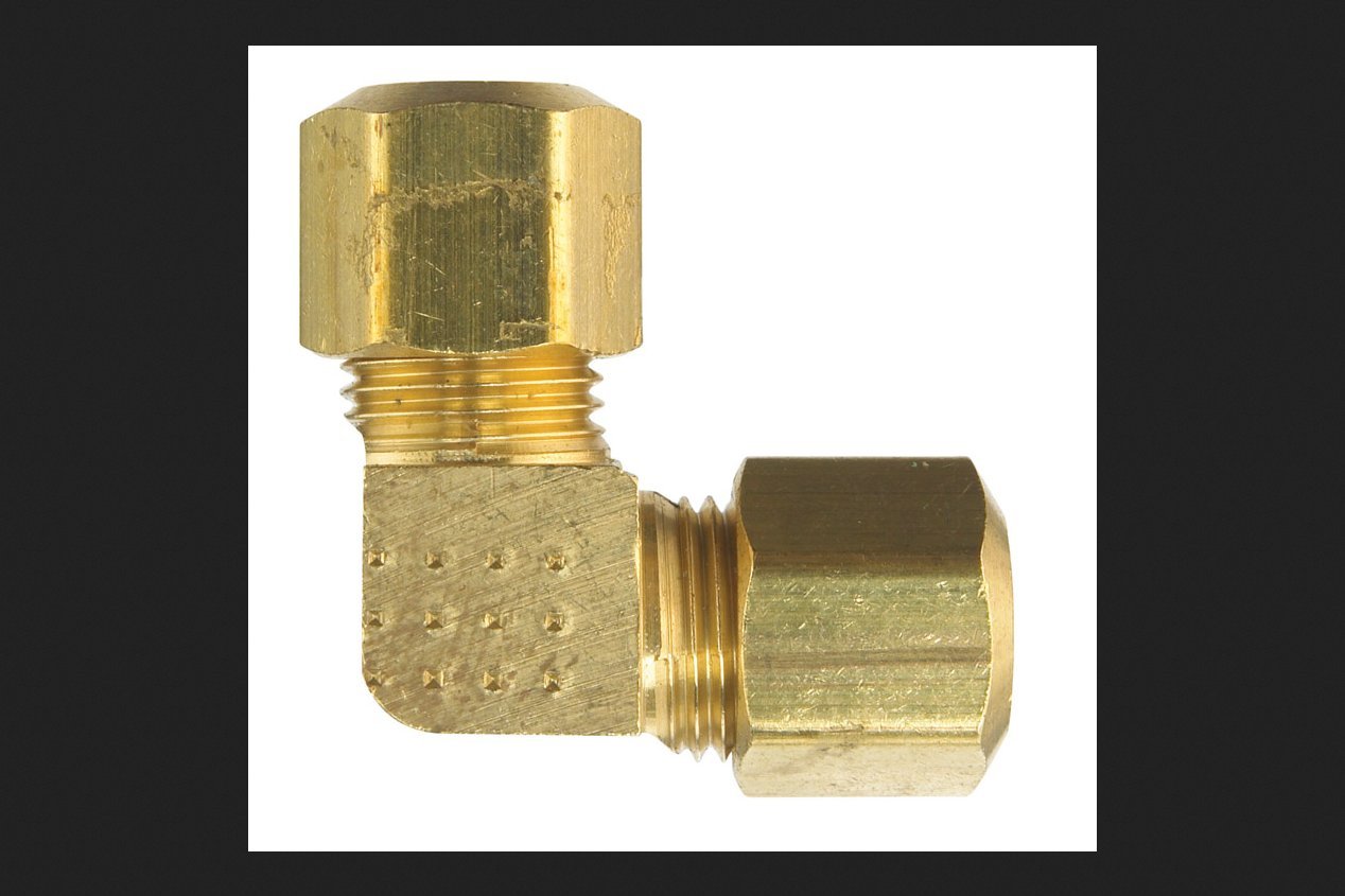 JMF 1/4 in. Dia. x 1/4 in. Dia. Compression To Compression To Compression Yellow Brass Elbow