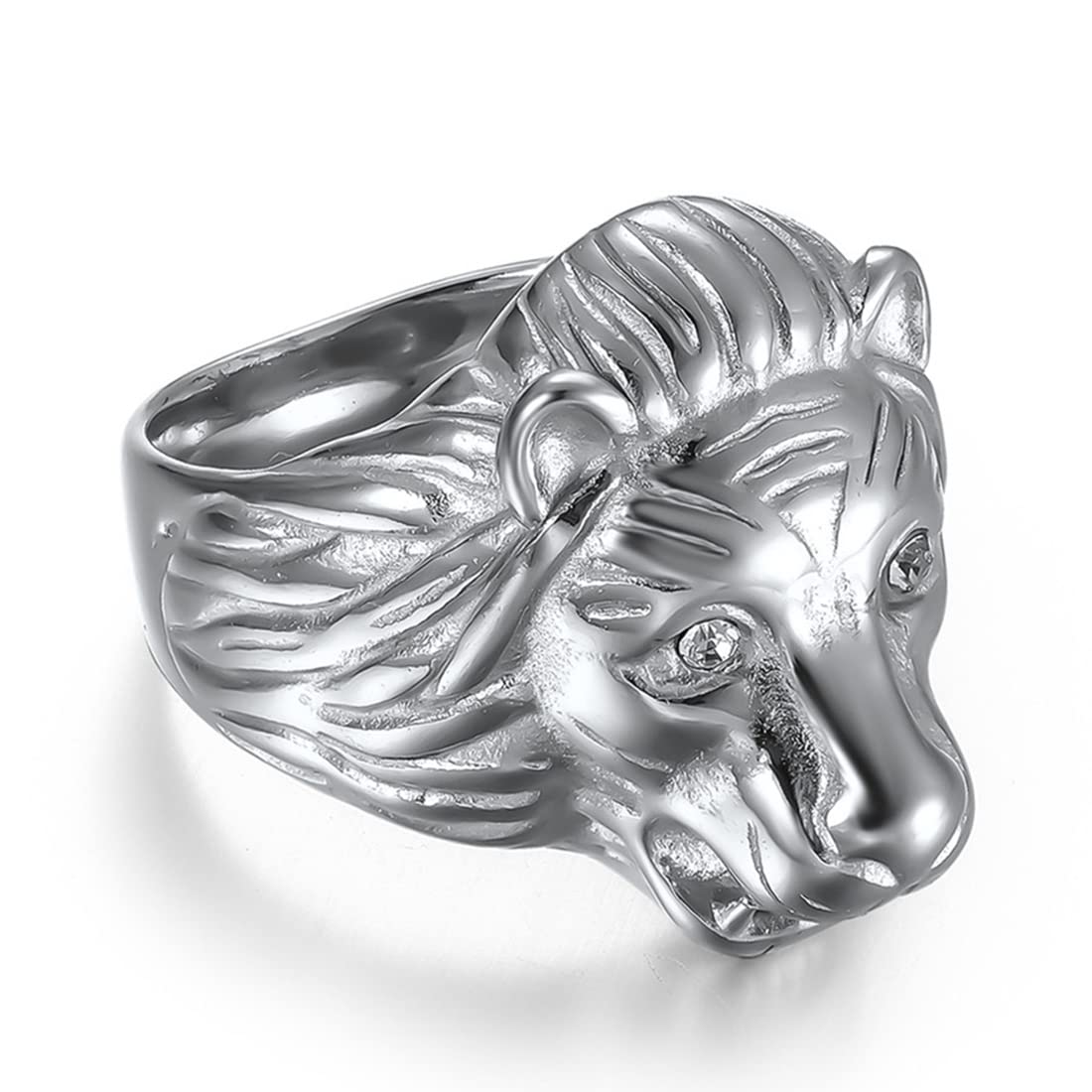 BDUBZAnillo león tridimensional dominante, elegante anillo acero inoxidable hombres