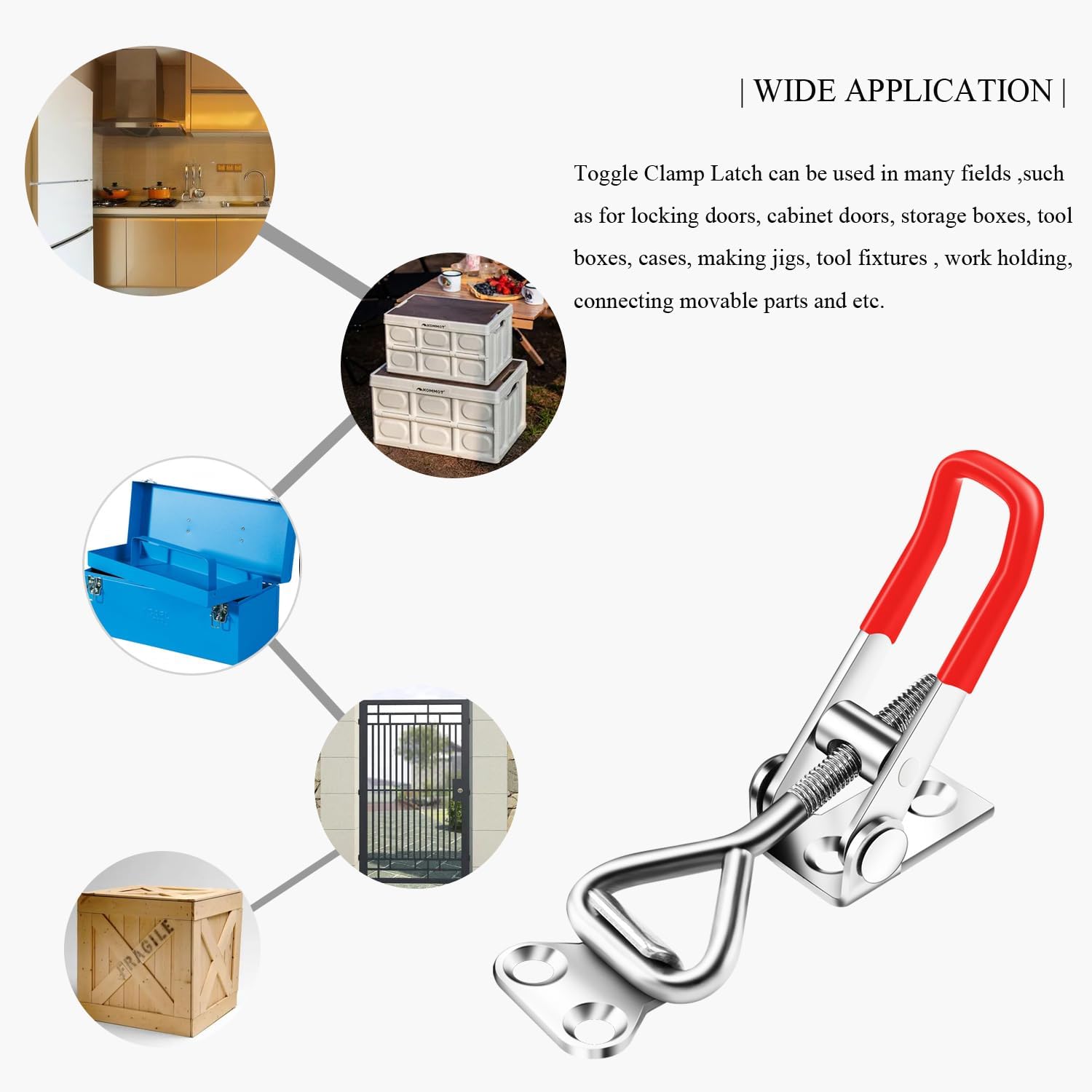6 Pack Adjustable Toggle Latch Clamp 4001, Silver, 330Lbs Holding Capacity Pull for Lid Jig