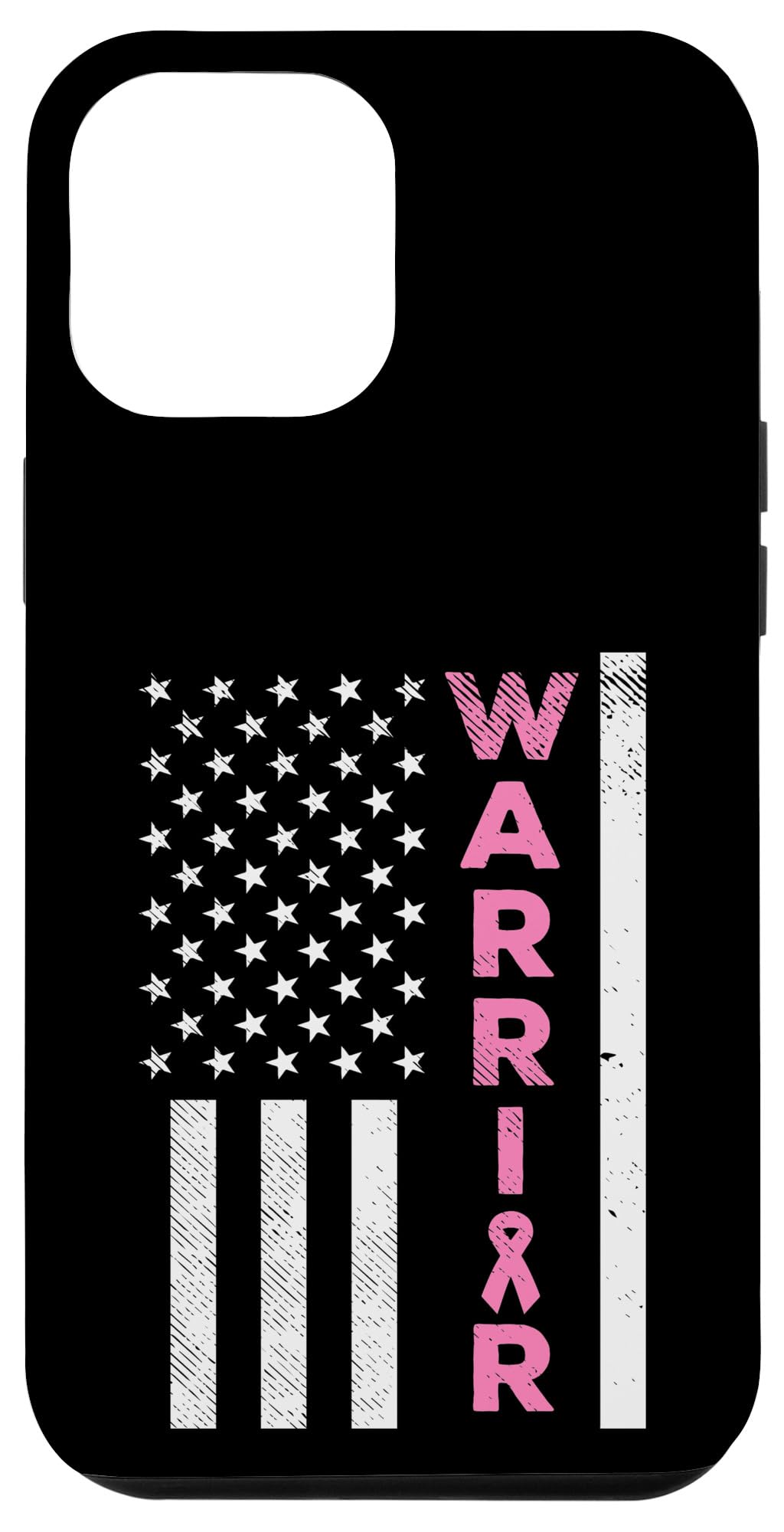 iPhone 12 Pro Max Breast Cancer Warrior Ribbon US Flag Awareness Gift Women Case