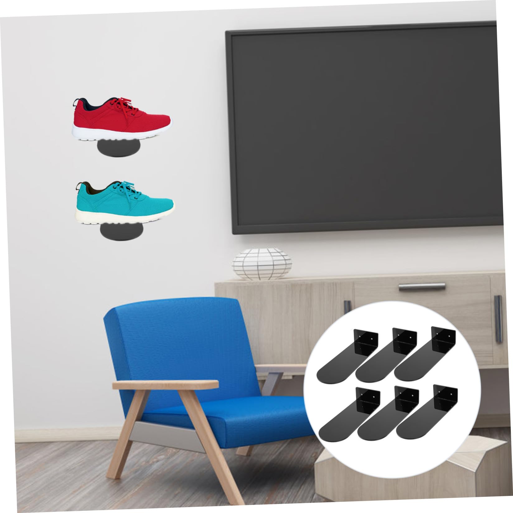 Cabilock 6 Pezzi Scaffali Galleggianti per Scarpe da Basket Acrilico Nero per Collezione di Sneaker Espositore Porta Scarpe a Muro Decorativo