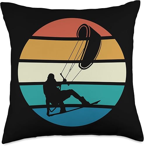 KiTeBoArD & KiTeSuRf TeEs Kiteboarding - Almohada retro vintage, 18.0 x 18.0 in, multicolor