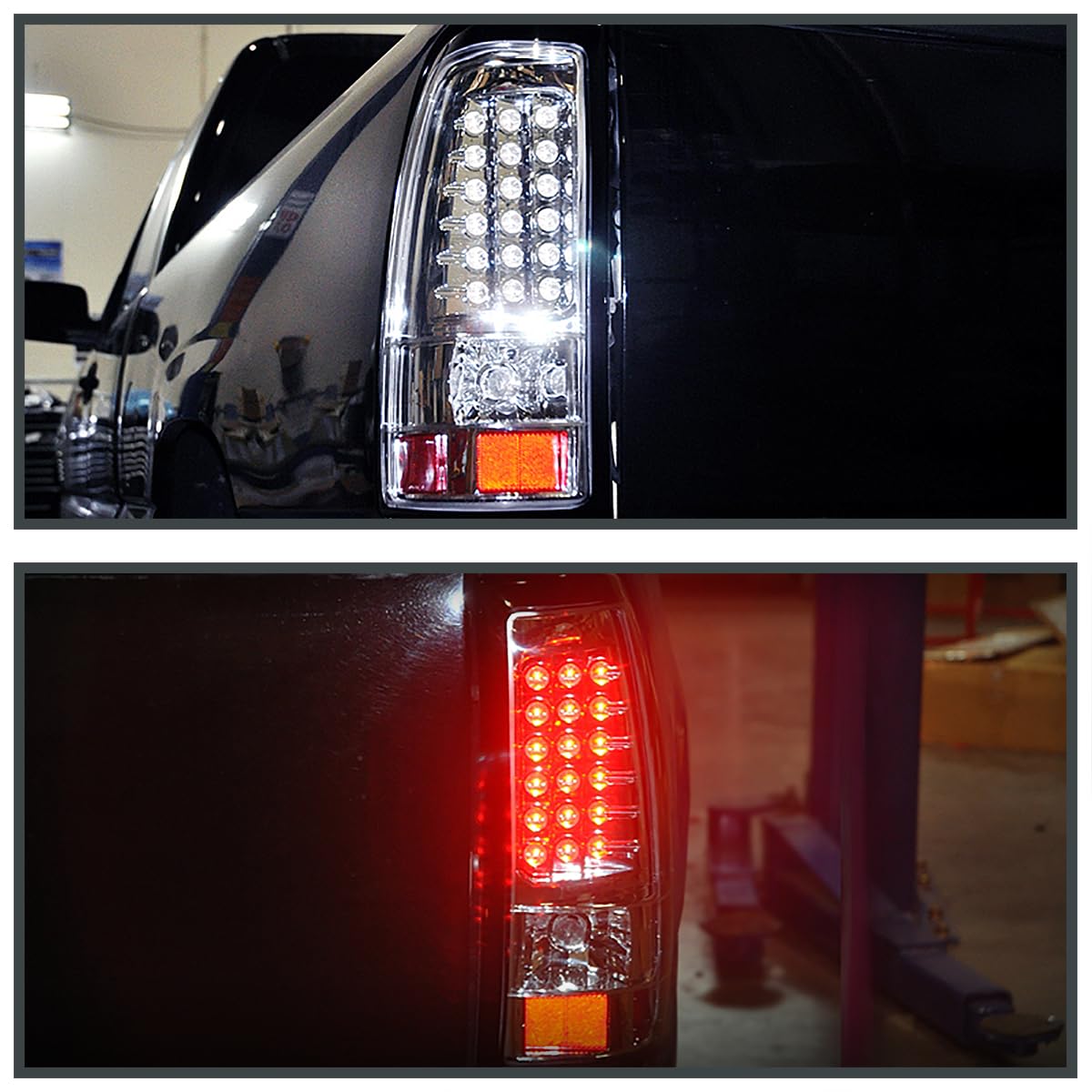 Spec-D Tuning Chrome Housing Clear Lens LED Tail Lights Compatible with 1999-2002 Chevy Silverado 1500/1500HD/2500/2500HD/3500, GMC Sierra Models, Left + Right Pair Assembly