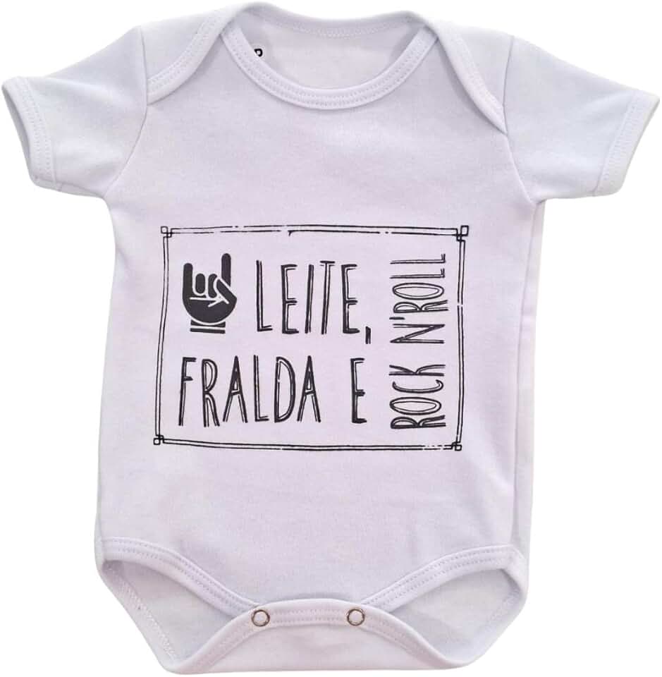 Body Infantil Manga Curta Para Bebê Branco Temático Frases