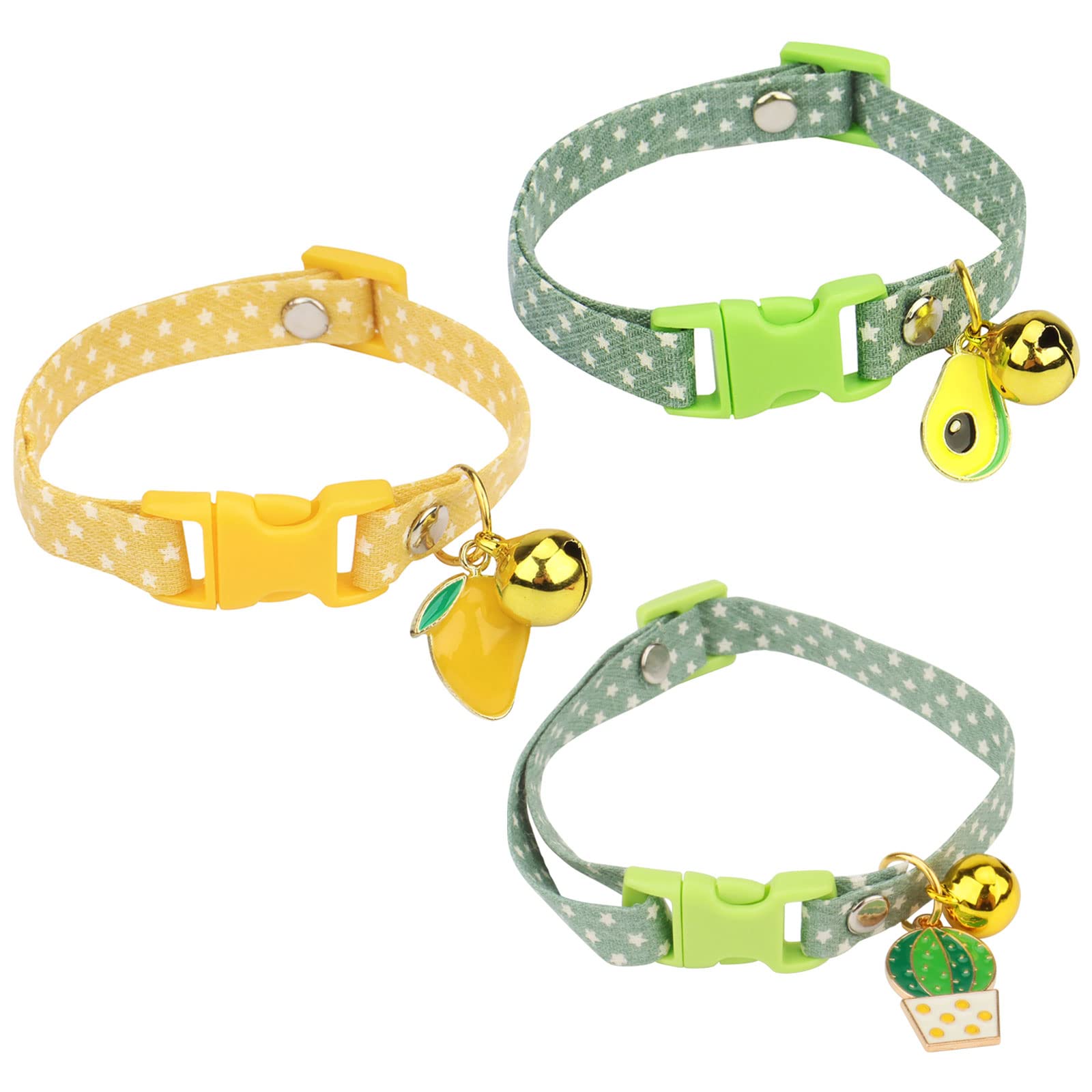 Cat Collars Breakaway with Bell, Cute Cat Collar Kitten Collars with Fruit Creative Pendant, Adjustable Soft with Buckle Cat Collars for Girls Cats