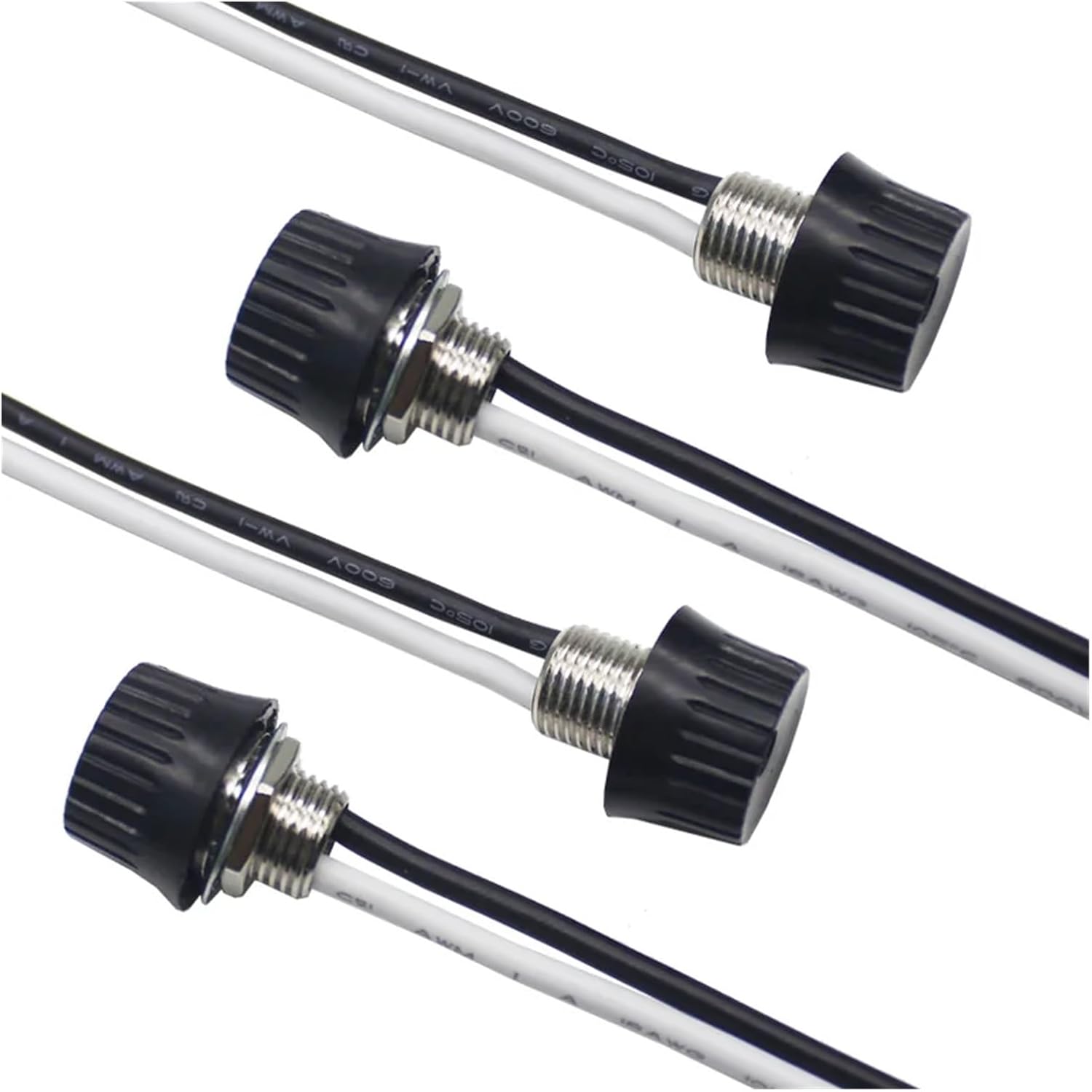 5pcs ON/Off Rotary Switches Stye Single Pole Canopy 5A 250V/3A 125V/1A 125VT with Two 4" 18AWG Wire Black