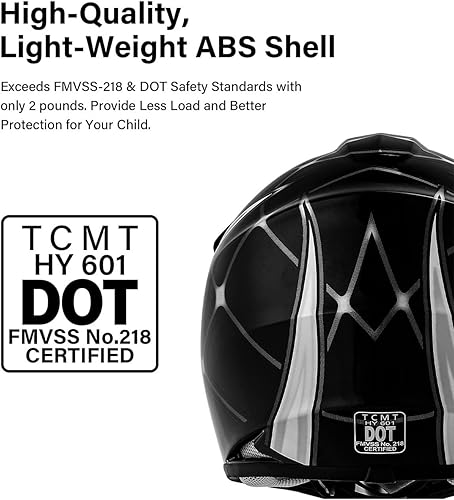 Miniatura 3 de TCT-MOTORPARTS - Casco de motocross (BMX MX), cara completa para niños y jóvenes, para moto todoterreno, de carretera, cuatrimoto (ATV), carrito de