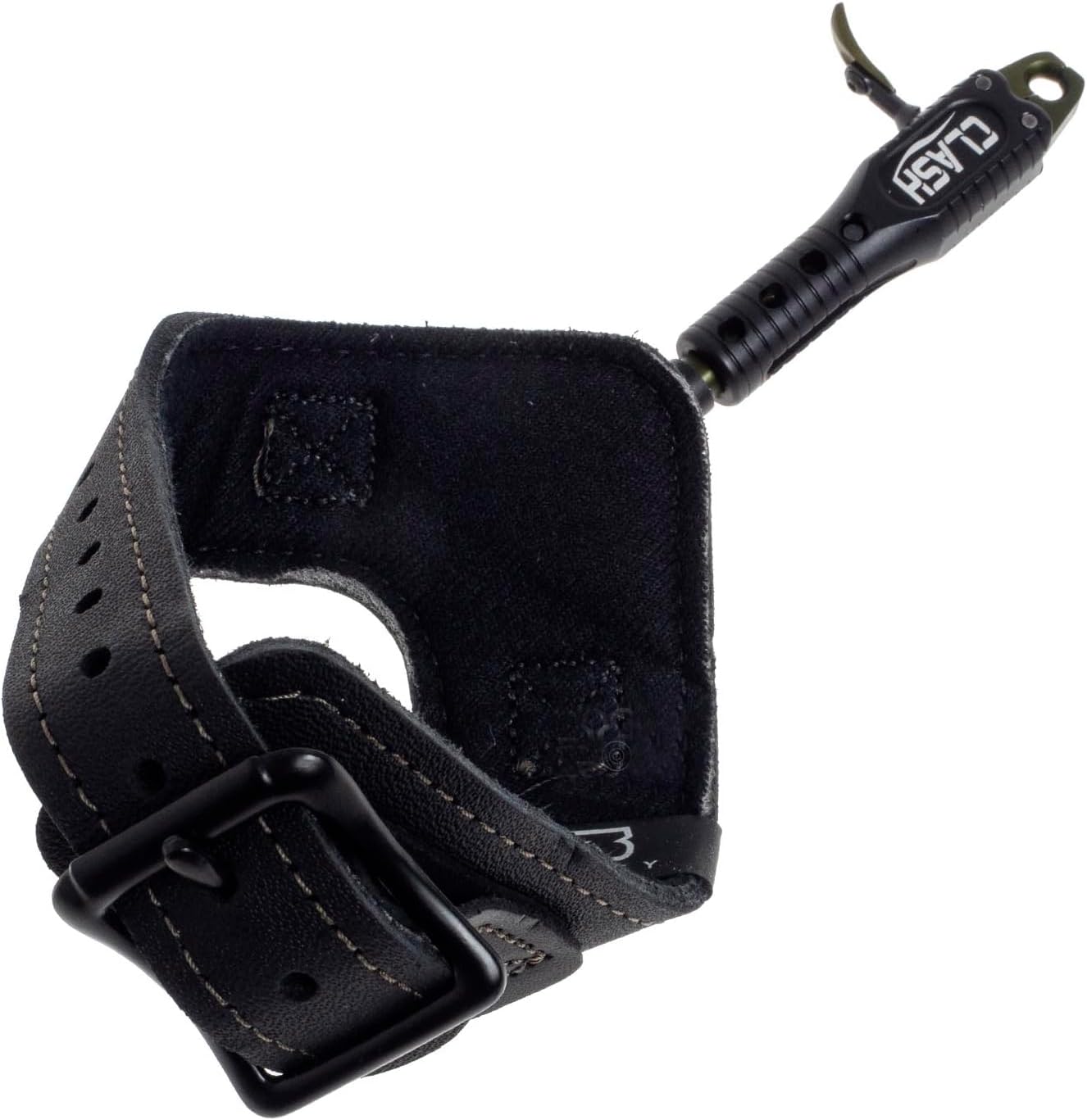 B3 Archery Clash Dual-Caliper Roller-Sear Fully Radiused Springless Archery Compound Bow Arrow Wrist Strap Release Aid w/Auto Close Jaws & Trigger, Adjustable Travel - Black, Swivel Stem Connector