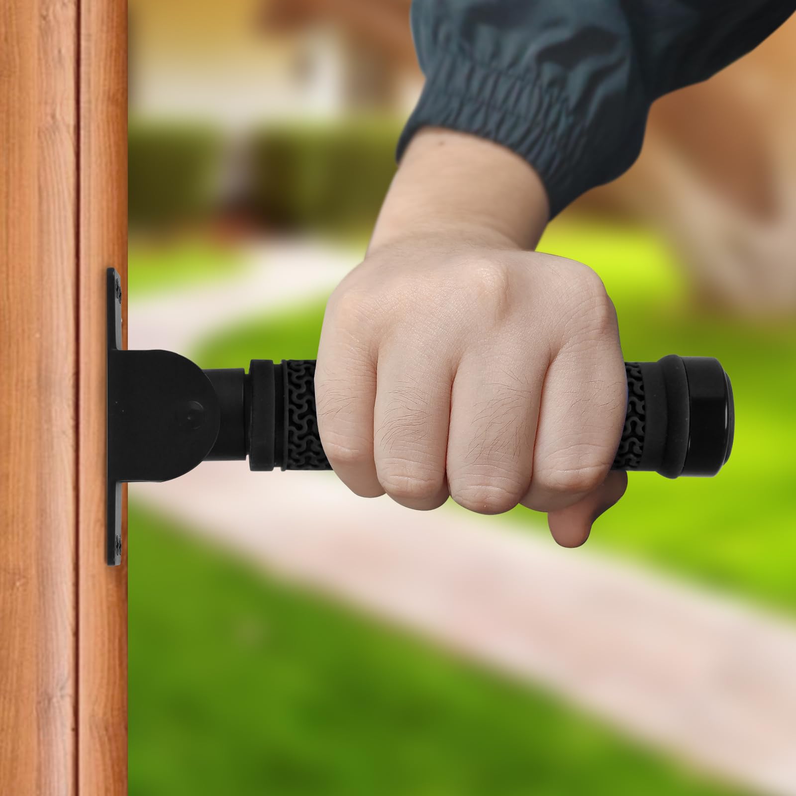 Maniglione ribaltabile, maniglie di sicurezza, impugnatura antiscivolo, per parete, porta, scale, gradini, per anziani, anziani, disabili, disabili e persone ferite, (nero)