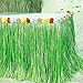Tytroy 9ft Reusable Green Grass Hibiscus Flowers Hawaiian Luau Table Skirt Set with Bonus 12 Green Tropical Palm Leaves Perfect for Tropical Theme Tiki Hula or Moana Birthday Parties (Green)