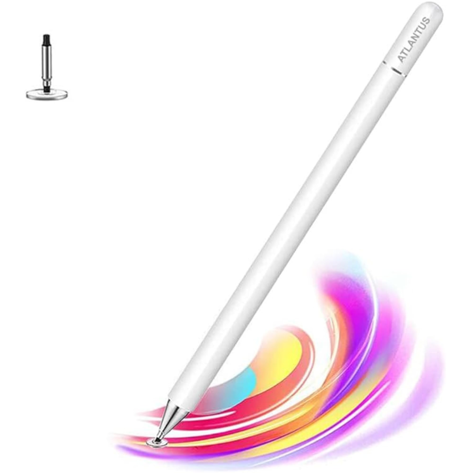 ATLANTUS Stylus Pen for touch screens, Samsung, Apple ipad, Capacitive Pen with High Sensitivity & Magnetism Cover Cap with Fine Point Dsic Tip, Universal for iPhone/iPad & Other Touch Screens