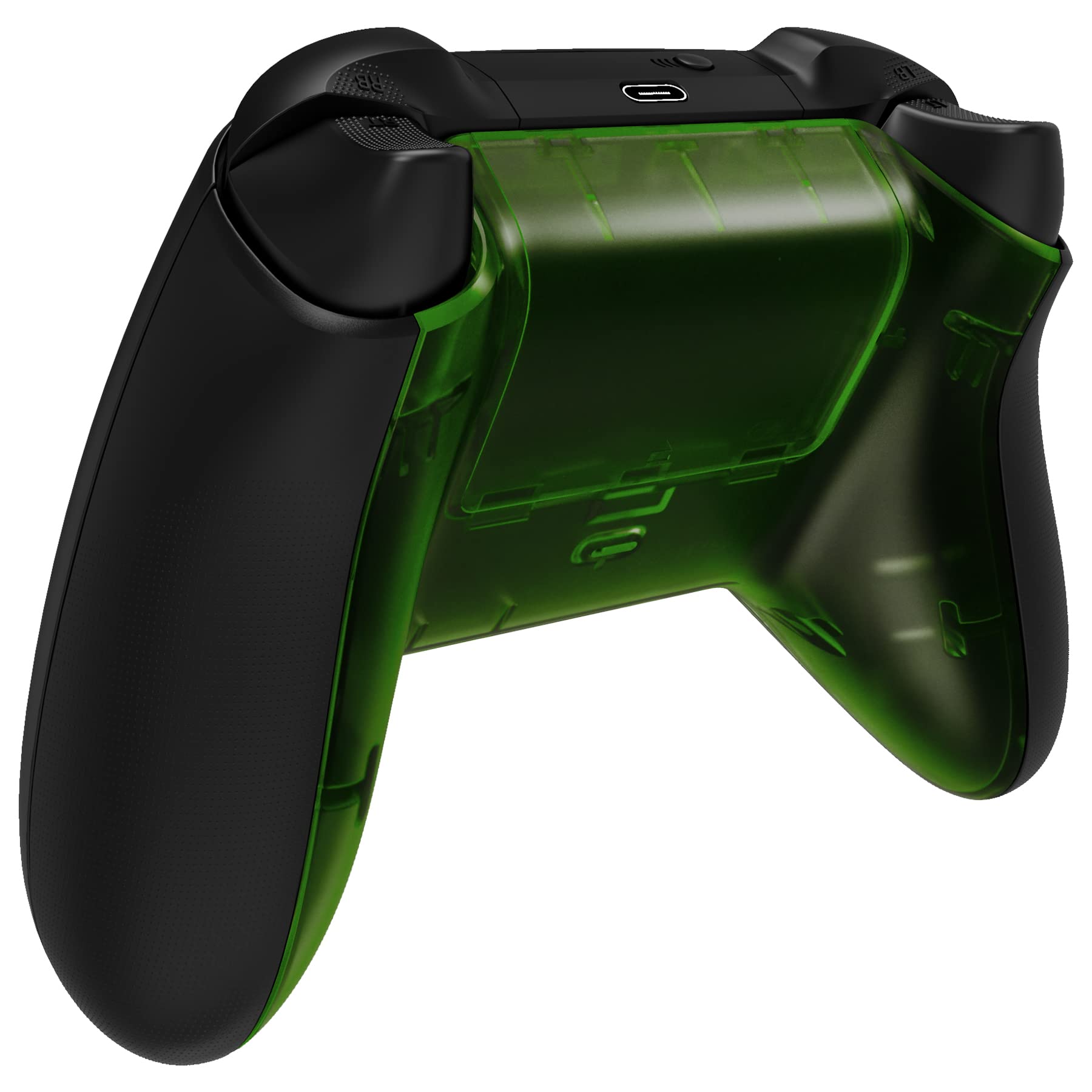 eXtremeRate Cover Posteriore Ricambio per Xbox Series X S Controller,Custodia Copertura Coperchio di Batteria Scocca Shell per Xbox Series X/S Joystick Model 1914-Trasparente Verde