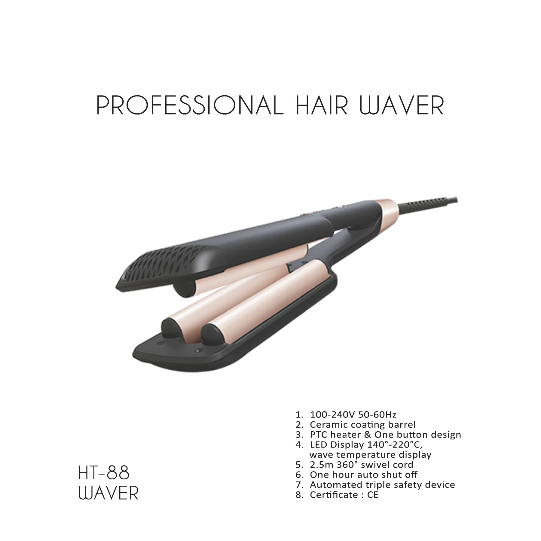 Hector Professional Hair Waver – Dual Barrel Ceramic Hair Styler for Deep Waves – Fast Heating, Frizz-Free, Lightweight & Ergonomic – Suitable for All Hair Types - Image 5 thumbnail